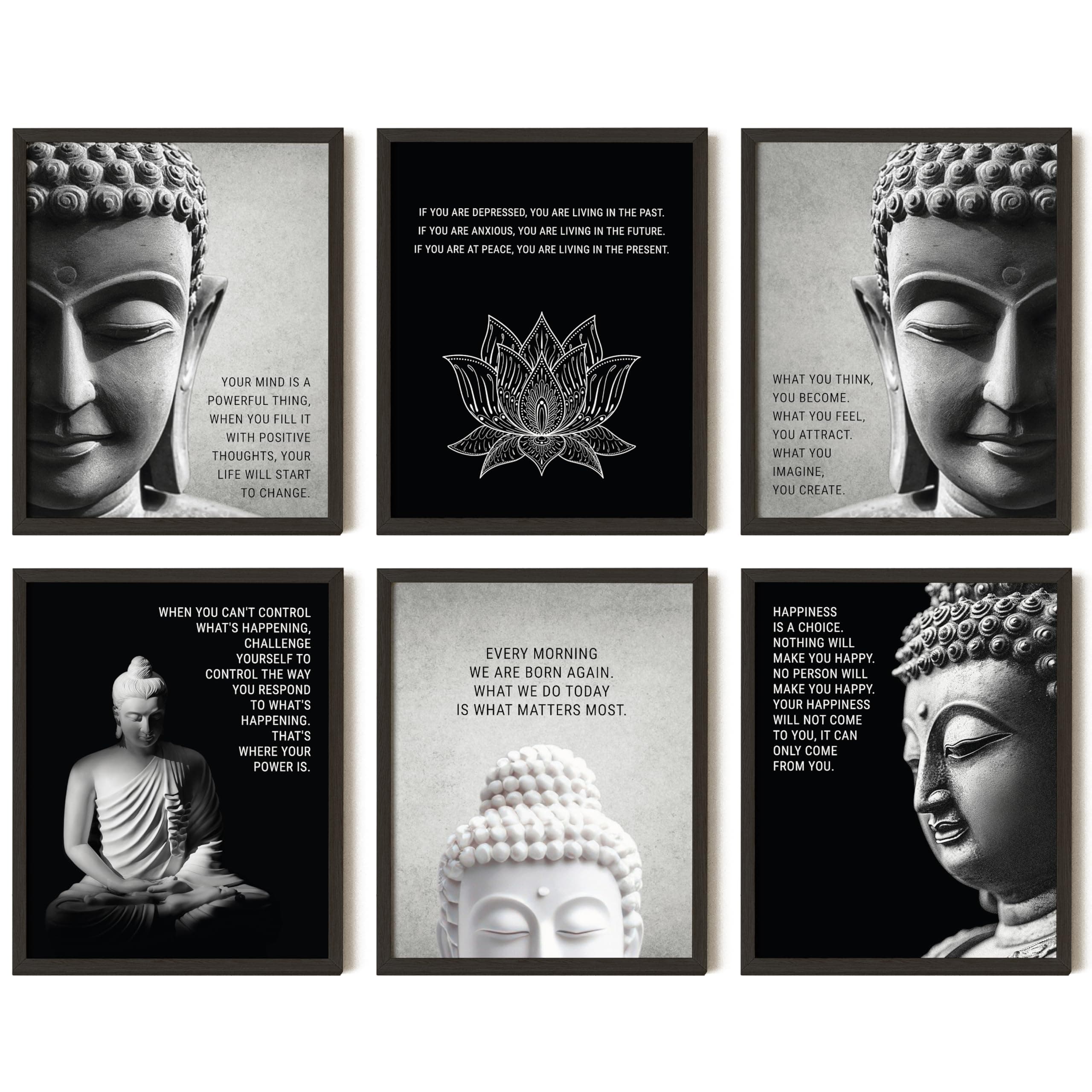 97 DECOR Buddha Decor for Home - Buddha Wall Art Prints, Inspirational Buddhist Quotes Poster, Buddhism Art Pictures Zen Meditation Decorations for Bedroom Office Yoga Room Decorations ( 8x10 Inch UNFRAMED)
