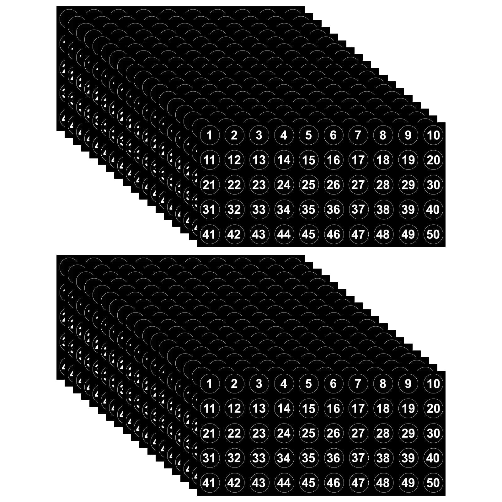 50 Sheets 1 to 50 Number Stickers Consecutive Black Vinyl Number Labels 0.4 Inch Self Adhesive Decal for Inventory, Storage, Boxes, Classification, Organizing, Indoors and Outdoors (Black and White)