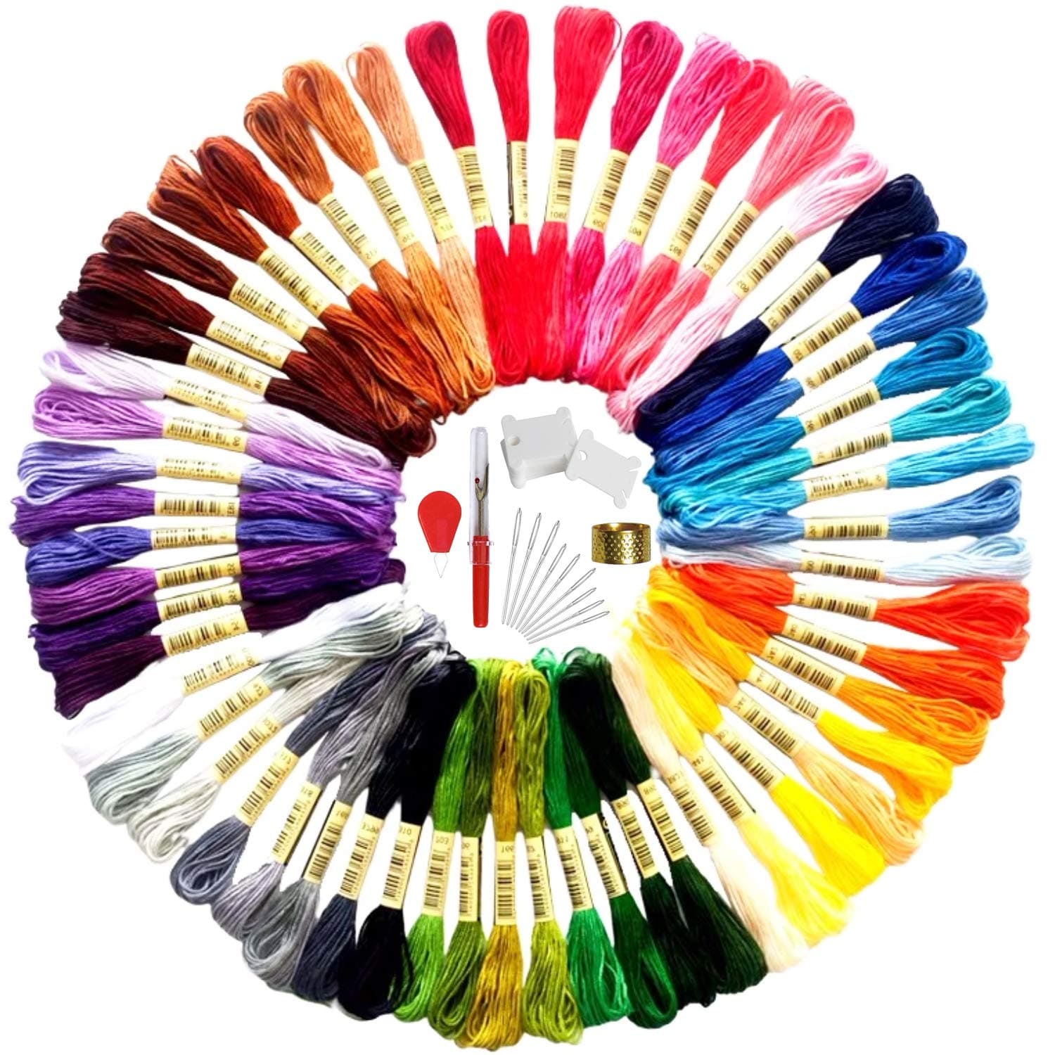 BostooArt Embroidery Floss 50 Skeins Friendship Bracelets Floss Premium Rainbow Color Embroidery Thread Cross Stitch Floss Crafts Floss with Needles, Floss Bobbins, Untwist Tool for Mother's Day DI