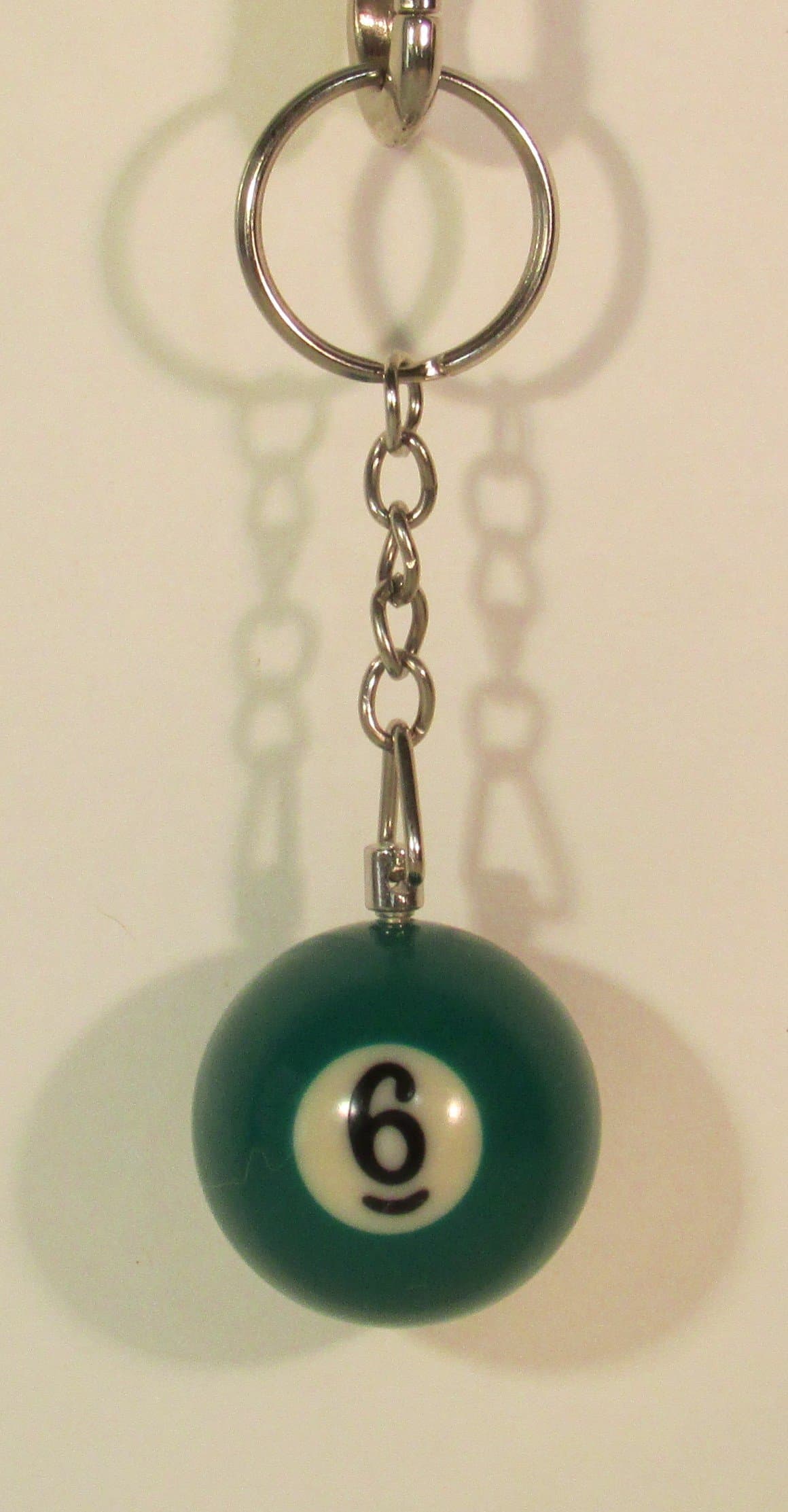 1 Inch Number 6 SIX Mini Billiard Snooker POOL BALL Key Chain Ring Keychain NEW