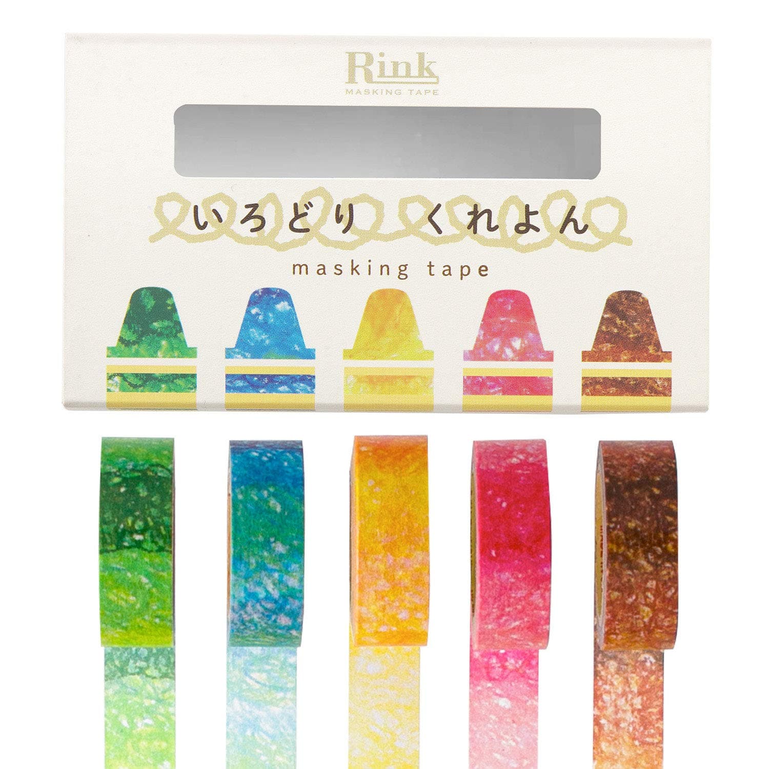 Rink Japanese Washi Tape / Crayon Design / Set of 5