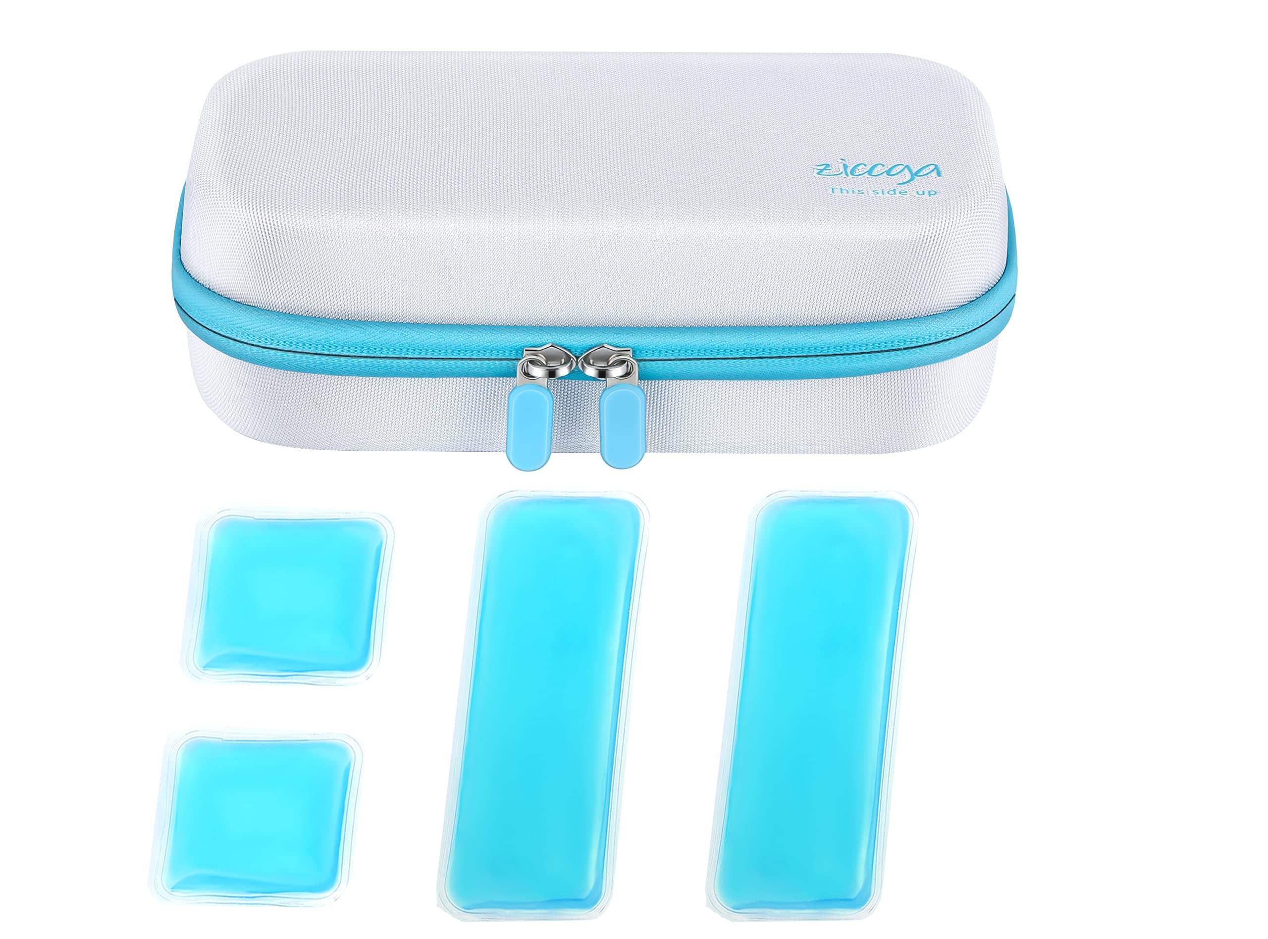 ZICCGA Insulin Cooler Travel Case for Pen, Diabetics Medication Bag Organizer with 4 Ice Packs for Vials EpiPen
