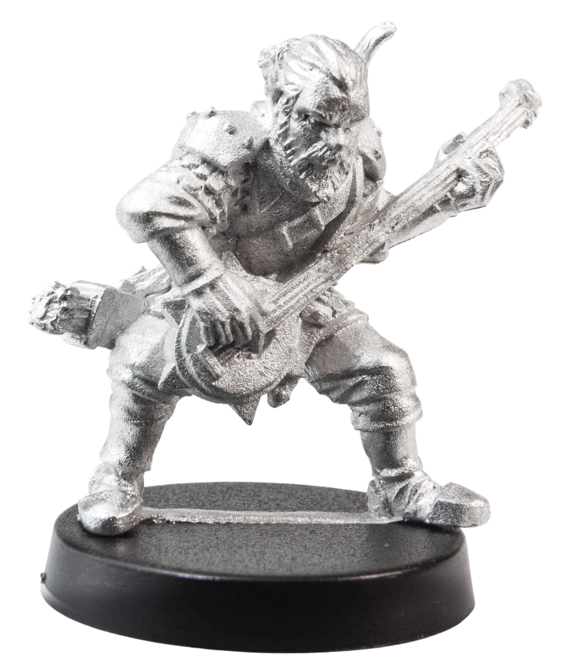 Male Human Bard Miniature Figure, 33mm - 100% Pewter Metal - Includes Slotted Creator Base - for 28mm Scale Table Top War Games - Designed & Made in USA