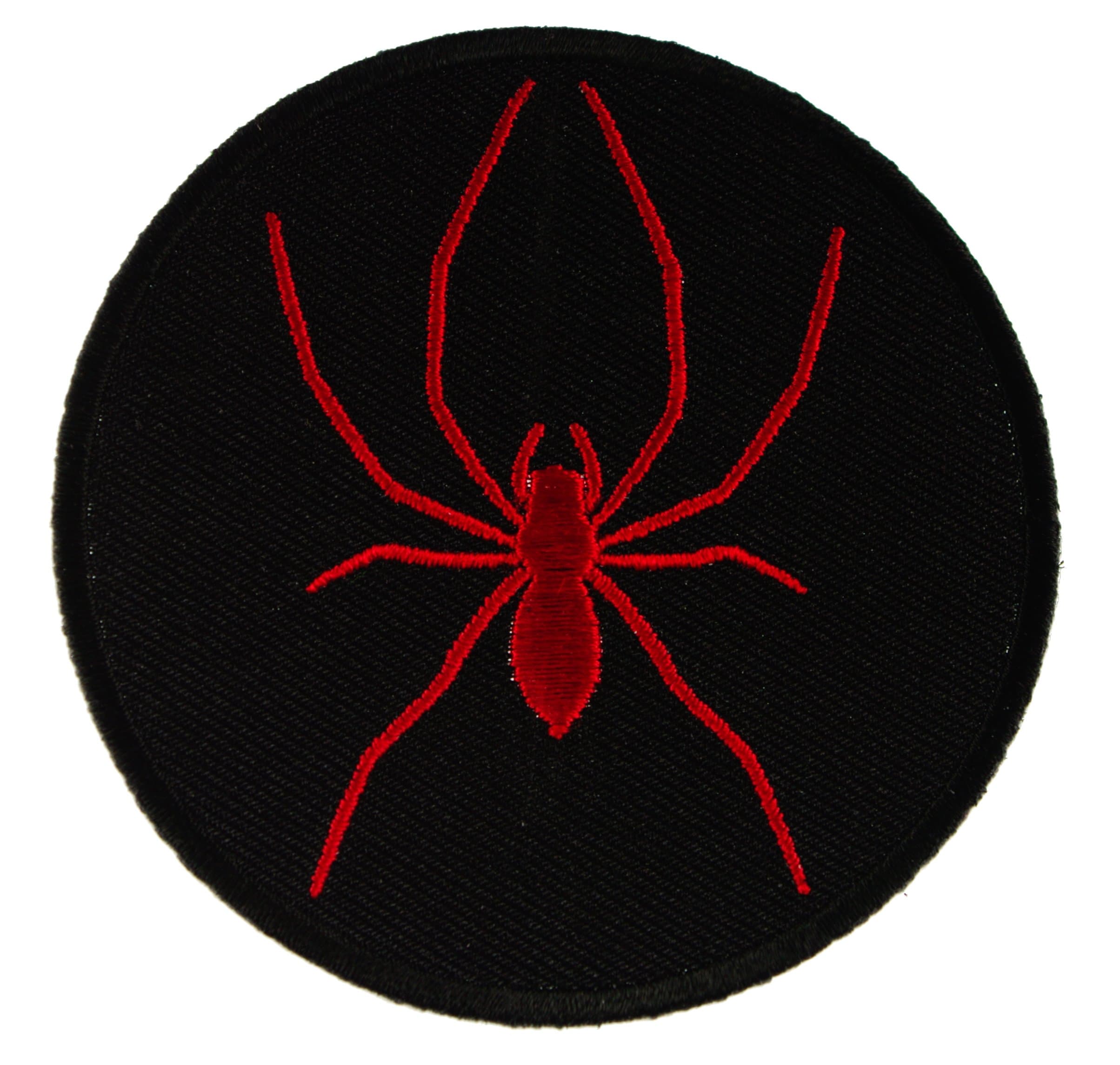 Red Spider on Black Background Biker Embroidered Iron on Patch