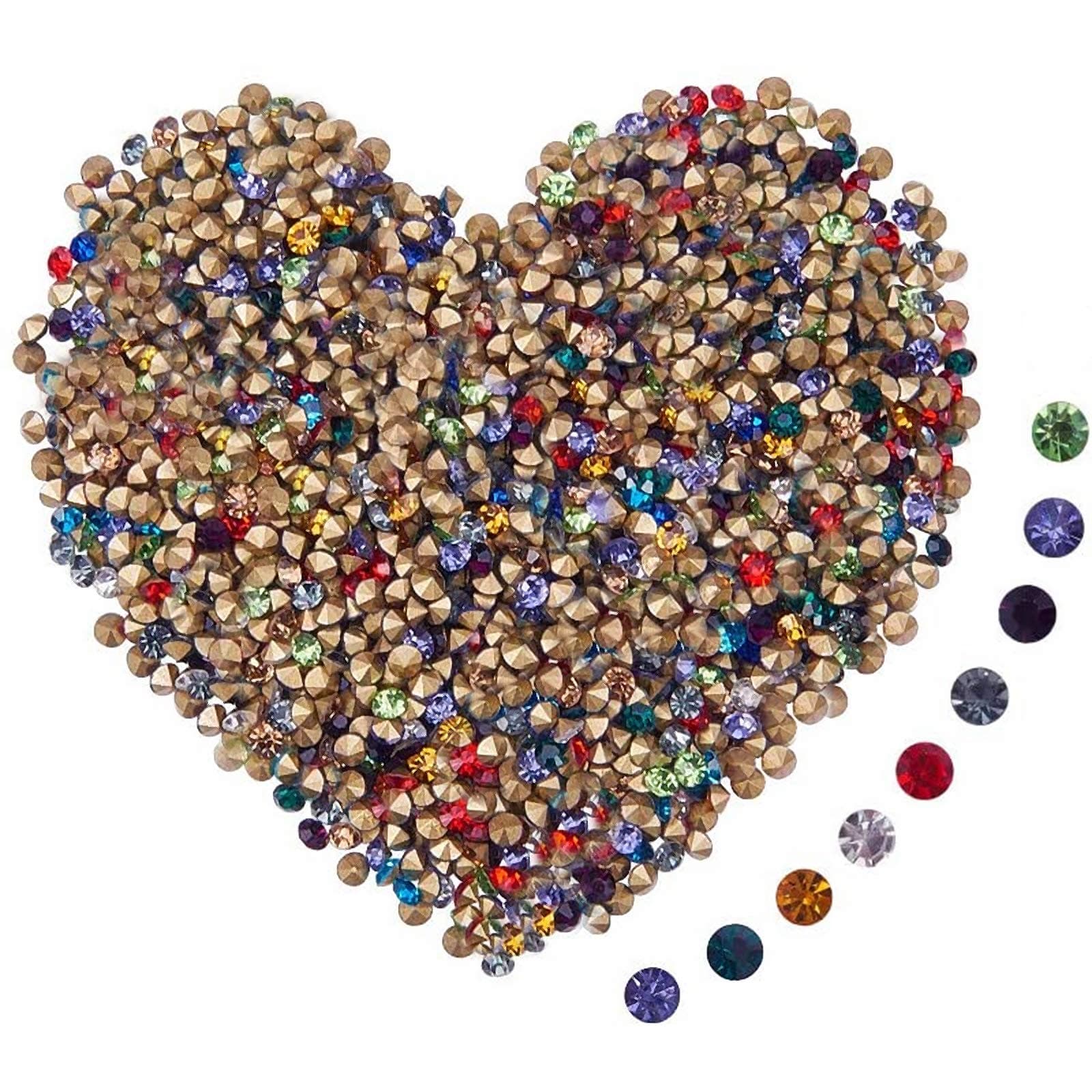 PH PandaHall About 4300pcs Mixed Color Glass Pointed Back Rhinestone, Cone Back Plated, 3.3-3.5mm