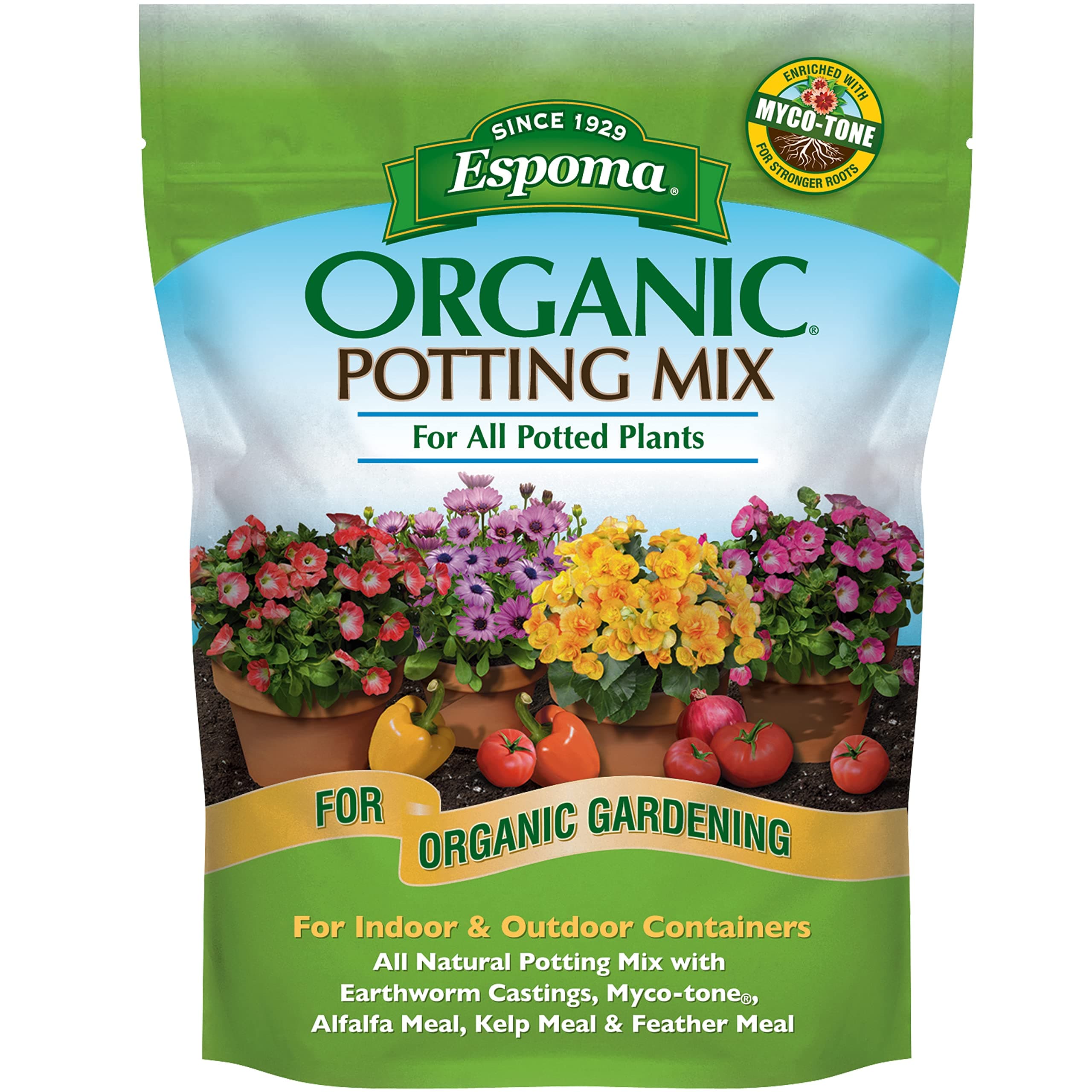 Organic Potting Soil Mix - All Natural Potting Mix For All Indoor & Outdoor Containers Including Herbs & Vegetables. For Organic Gardening, 8qt. bag. Pack of 1