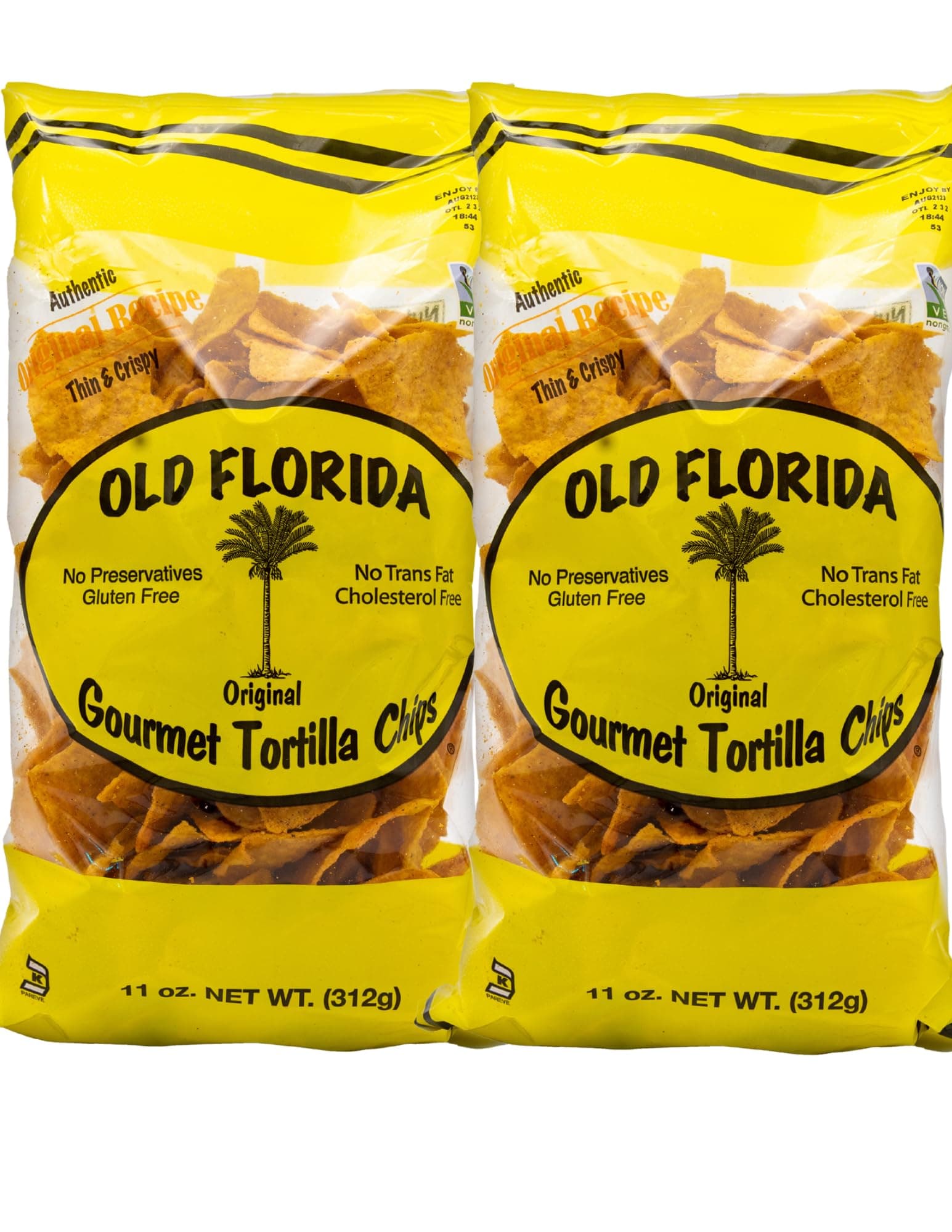 Original Tortilla Chips, 11 OZ - Pack of TWO (2) - Original Thin & Crispy Non-GMO Recipe