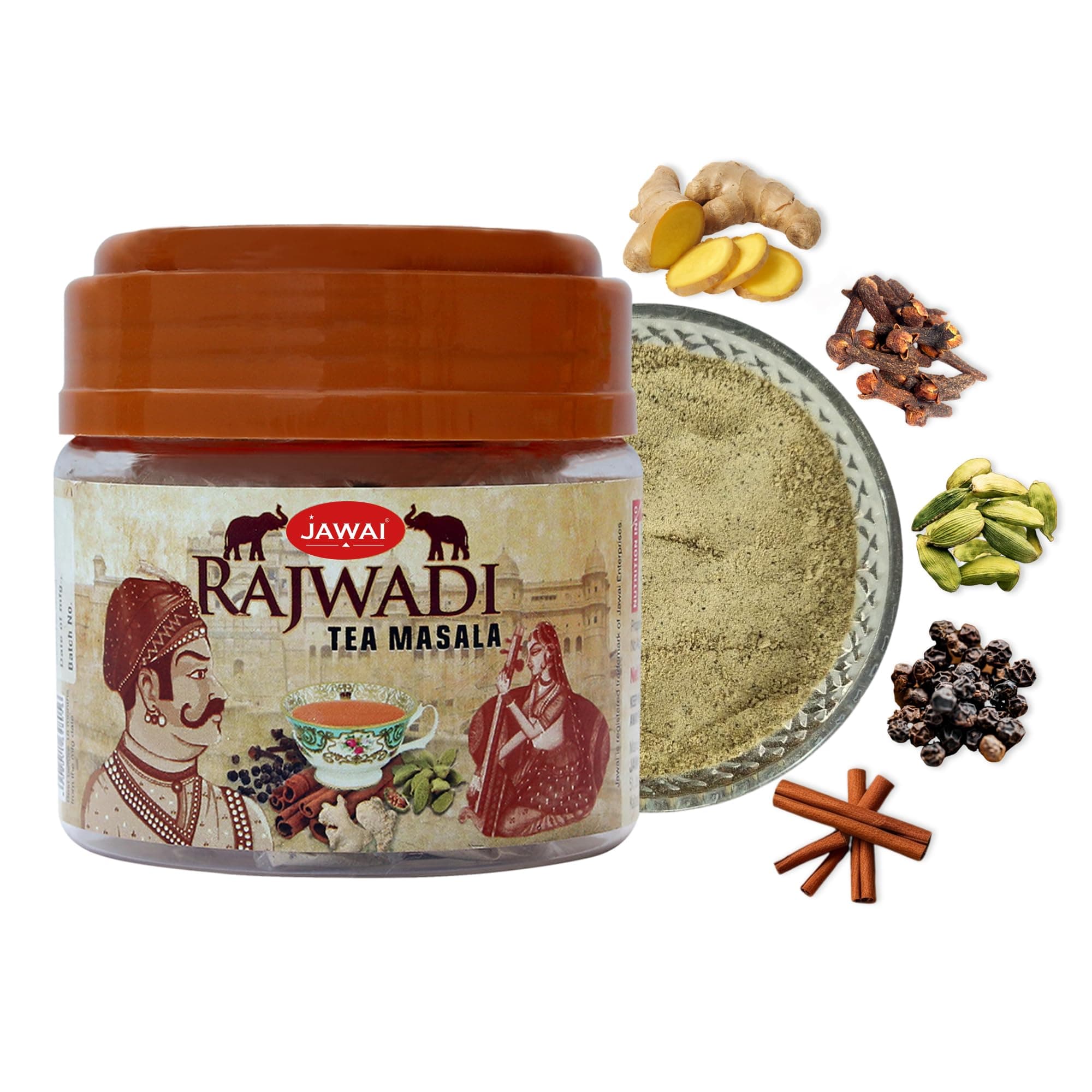 JAWAI RAJWADI TEA MASALA (100GMS) | Chai Masala | Immunity Booster | Helps in Cold & Cough | Natural Ingredients | Ukala Masala | Kadha -Antioxidant-Rich | No Added Sugar (100 G)