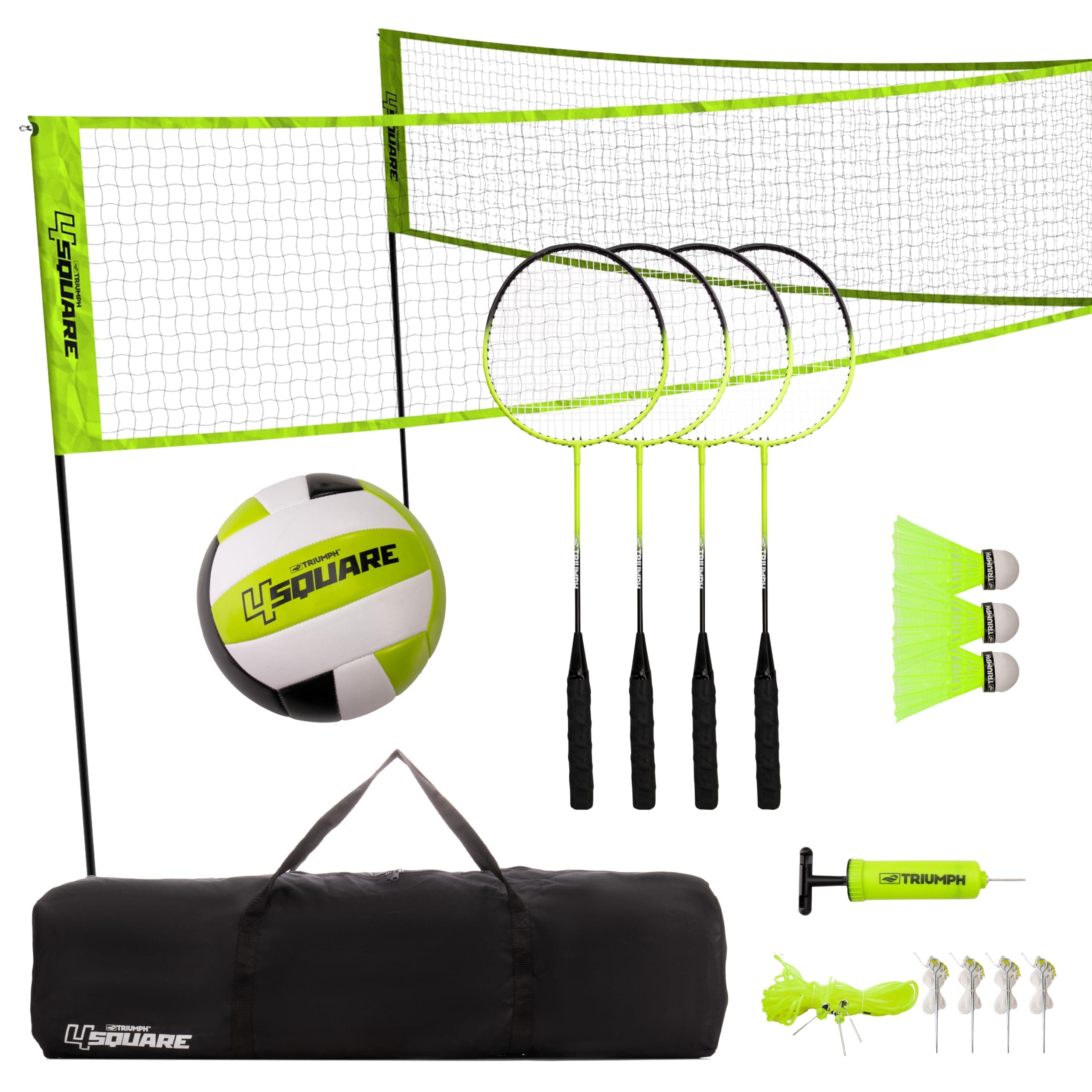 Triumph Sports 4 Square Volleyball/Badminton Combo and Pickleball Combo Accessories Included - Multiple Styles Available