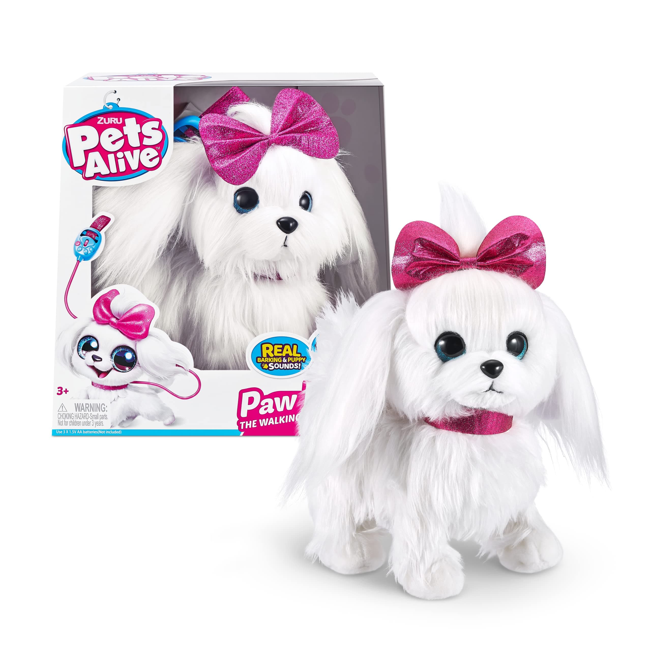 ZURU Lil' Paw The Walking Puppy by Interactive Dog That Walk, Waggle, and Barks, Interactive Plush Electronic Leash, Soft Toy for Kids and Girls