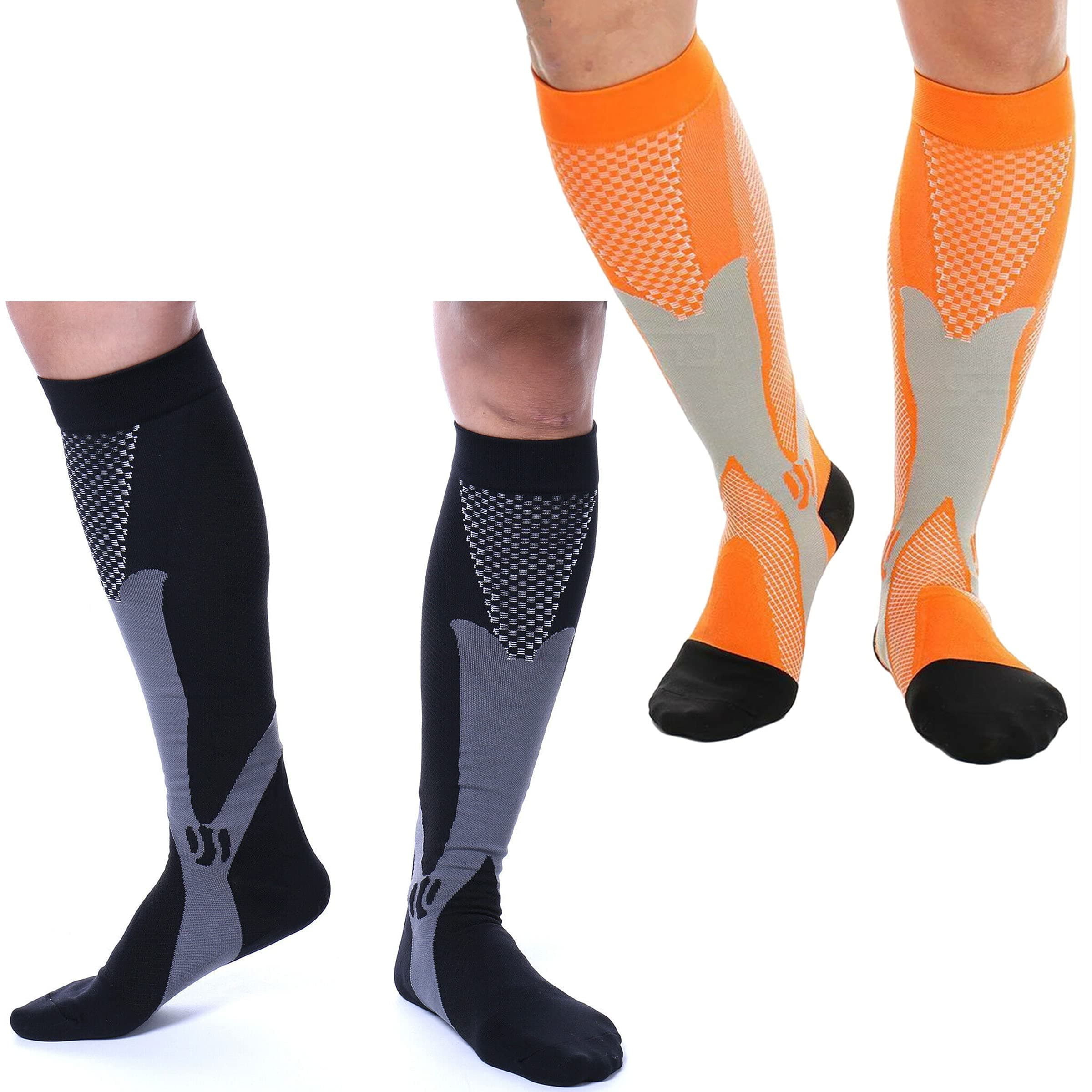 Women Men Compression Socks Circulation 2 Pairs 20-30 mmHg Support for Athletic Running Cycling
