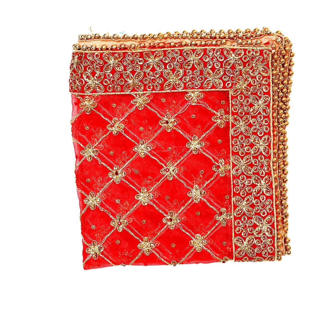 Aditri Creation Red Decorative Cloth Chunari (Size :- 18 Inches x 36 Inches) Chunni Puja Festival Decoration Chunr MATA Ki Chunri for Statue Chowki Aasan Mat Posters Frame (1 Meter)