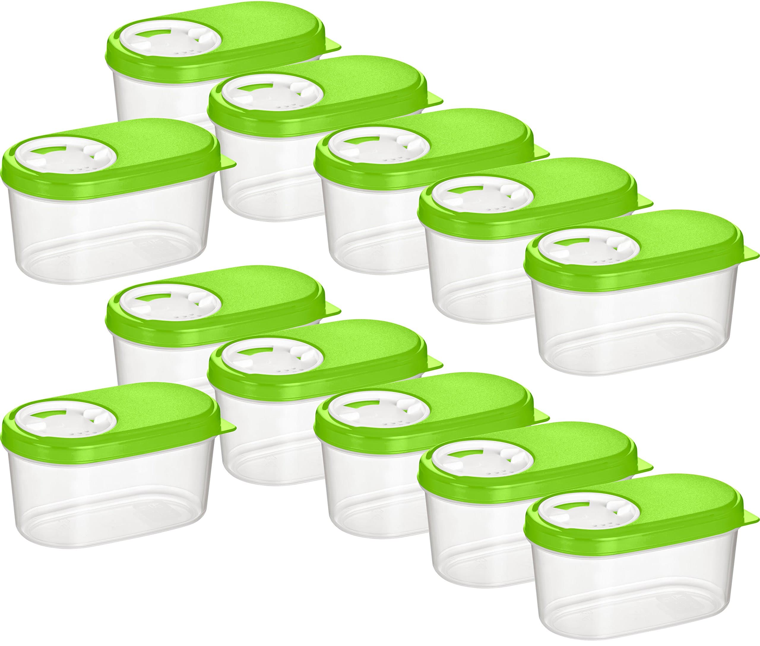 Kigima spice containers, shakers, storage containers (Green, 0.14l (12 Pcs))