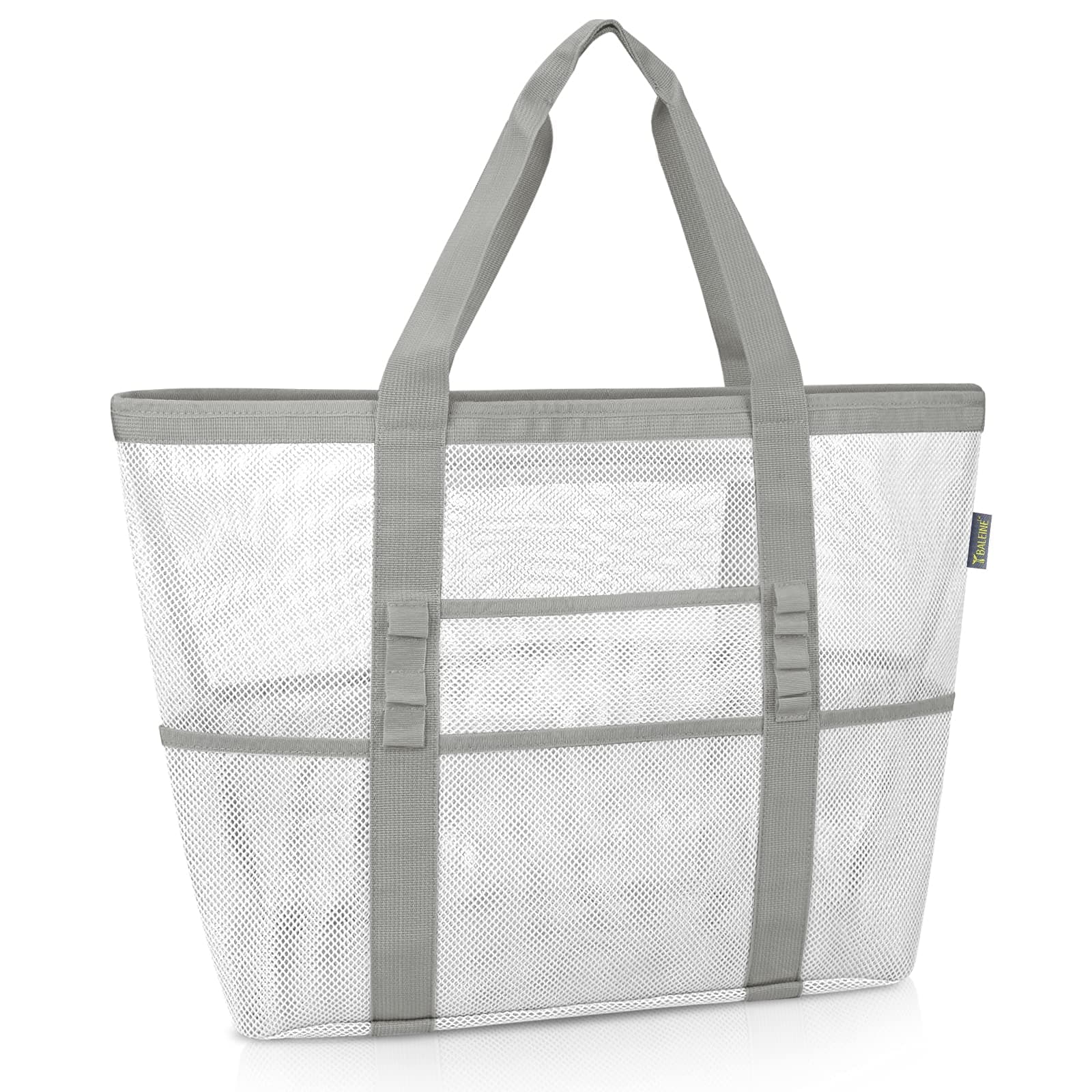 BALEINE Large Beach Bag Pool Bags, Mesh Beach Tote for Toys, Towel, flip flops, White