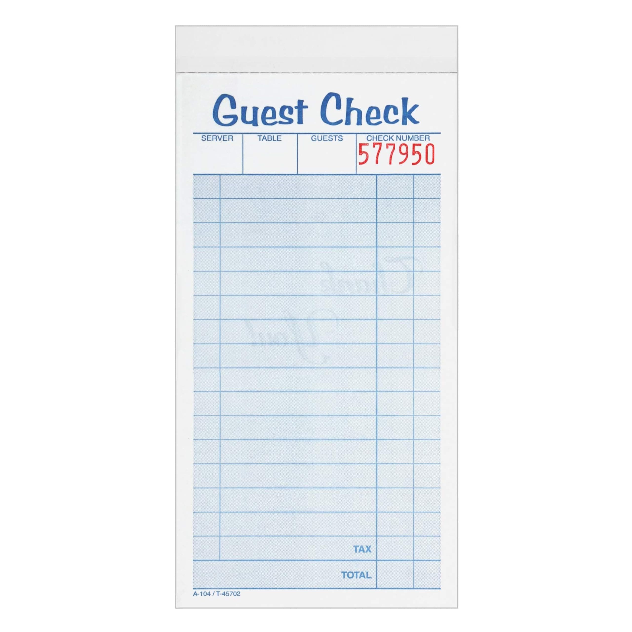 Adams Guest Check Pads, 2-Part, Carbonless, White/Canary, 3.37" x 6.37", 50 Sets per Pad, 10 Pack (104-50SW)