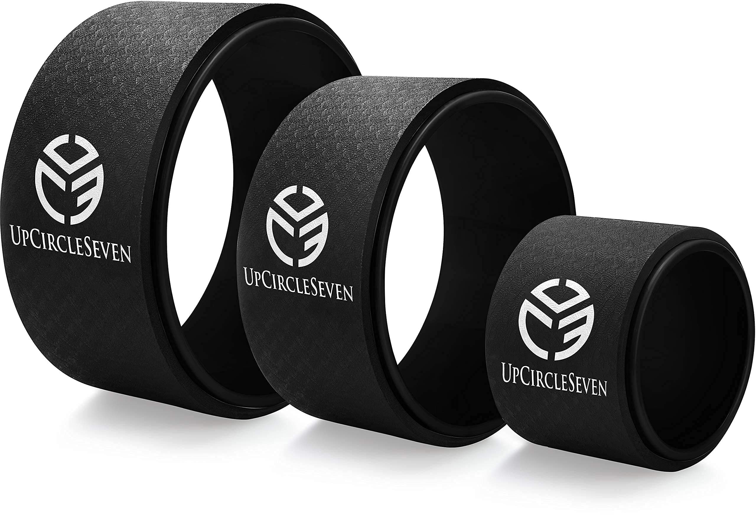 UpCircleSeven Yoga Wheel Set - Strongest & Most Comfortable Yoga Prop Wheel, 3 Pack for Back Pain and Stretching (12, 10, 6 inch)