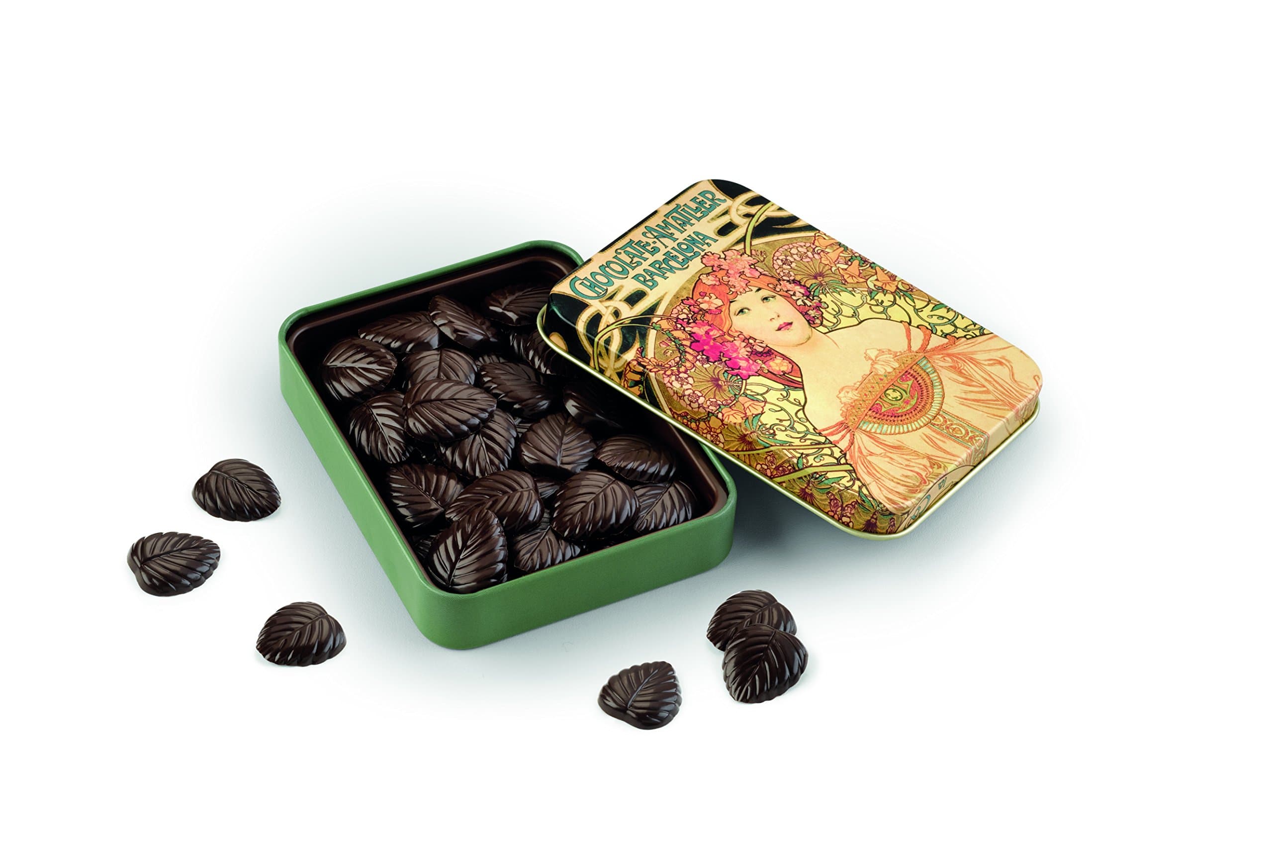 Amatller Medium Tins of 70 Percent Dark Chocolate Leaves 60 g (Pack of 2)