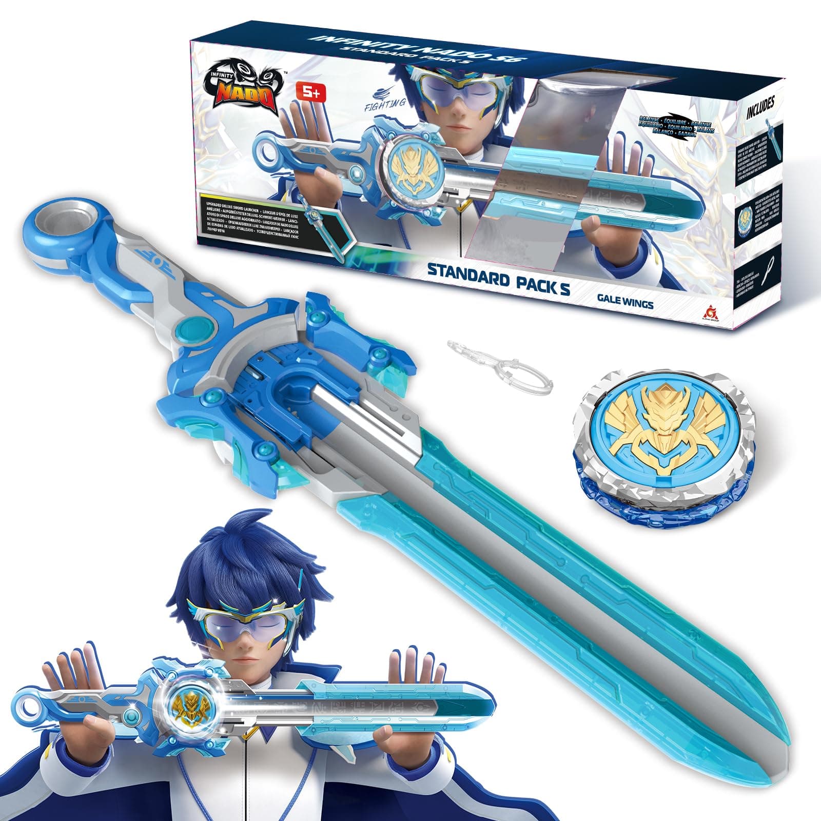 Battling Toys, Spinning Top and Sword Launcher Battle Set Toys for Kids, Battle Brust Sword Top Toys for 5 6 7 8 9 10 11 12 Year Old Boys, Gale Wings