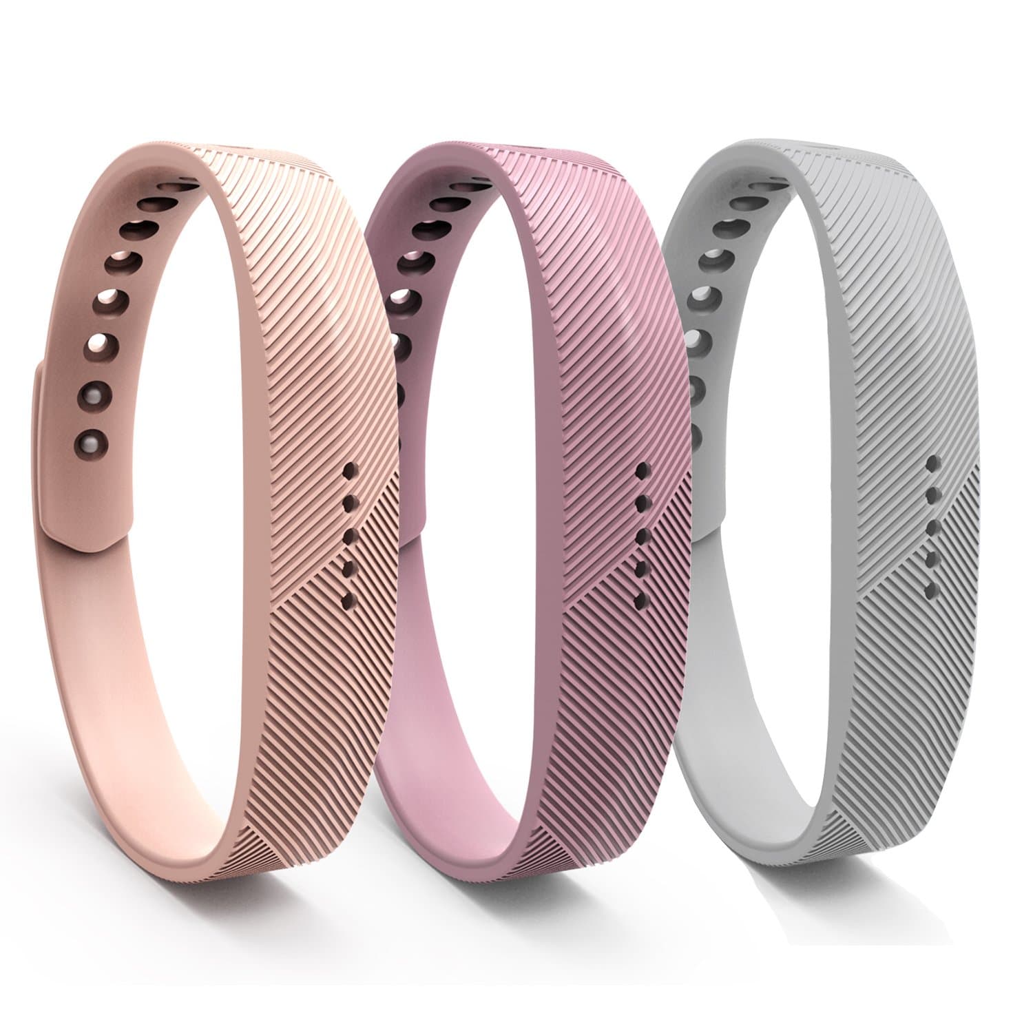 WindTeco Watch Band for Fitbit Flex 2, [3 PACK] Soft Replacement Sport Strap Band with Clasp for Flex 2 Wireless Activity Bracelet Wristband, Wrist Length 5.51"-8.11", No Tracker