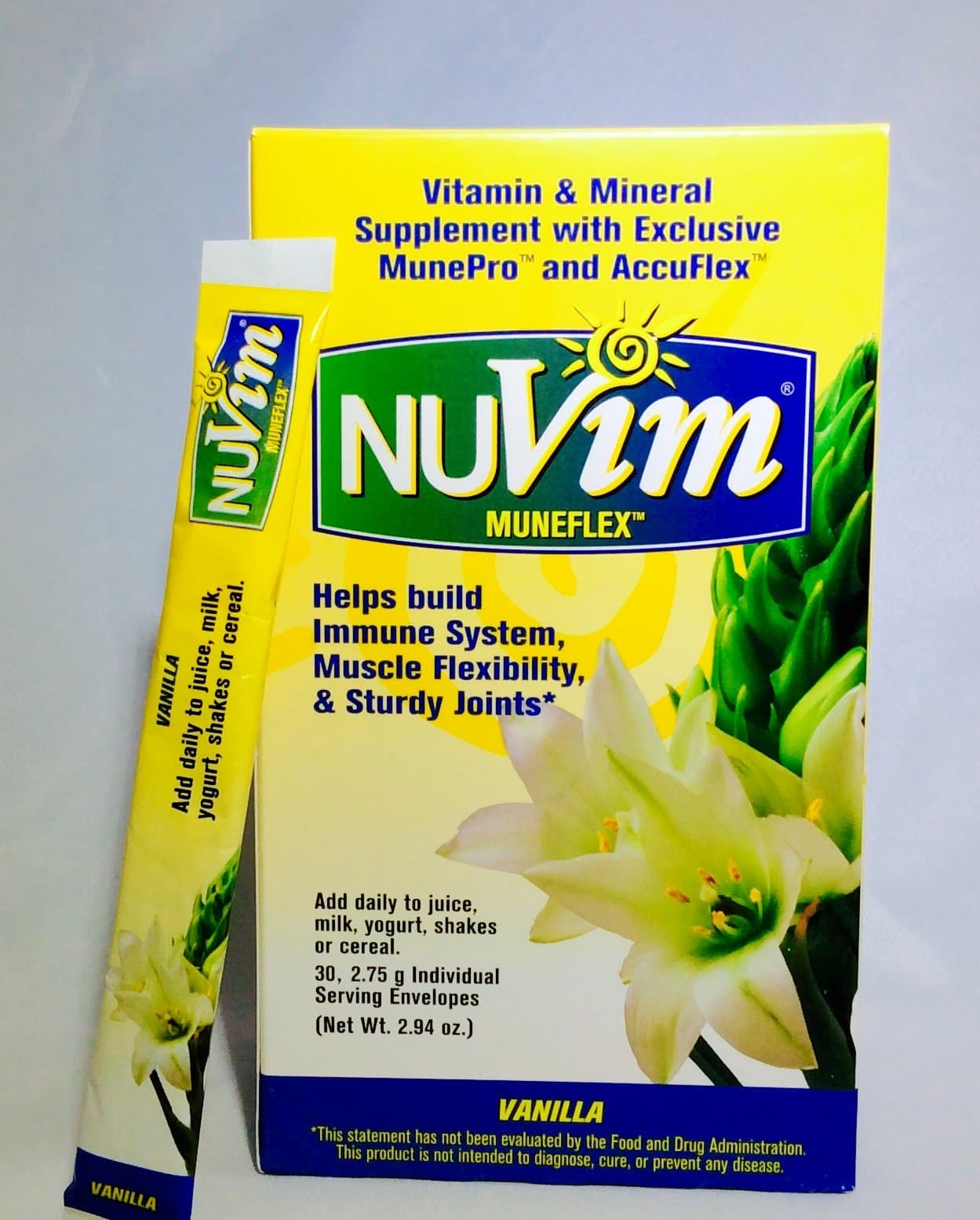 Nuvim Vitamin & Mineral Supplement with Exclusive MunePro and Accuflex-Vanilla 30 Sachets