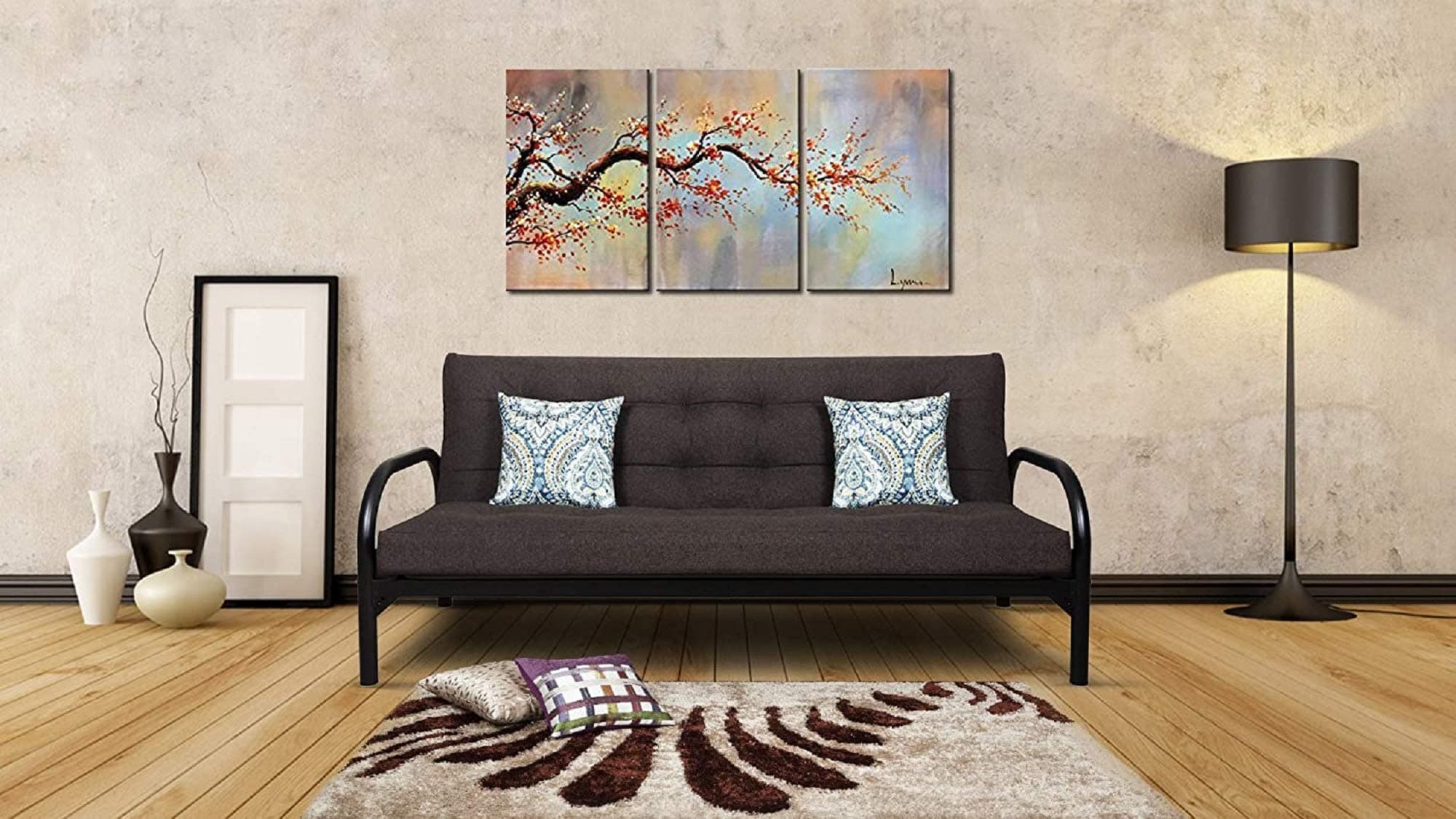 Metallika Jackson Three Seater Futon Sofa-Cum-Bed with Mattress (Glossy Finish, Brown) By FurnitureKraft