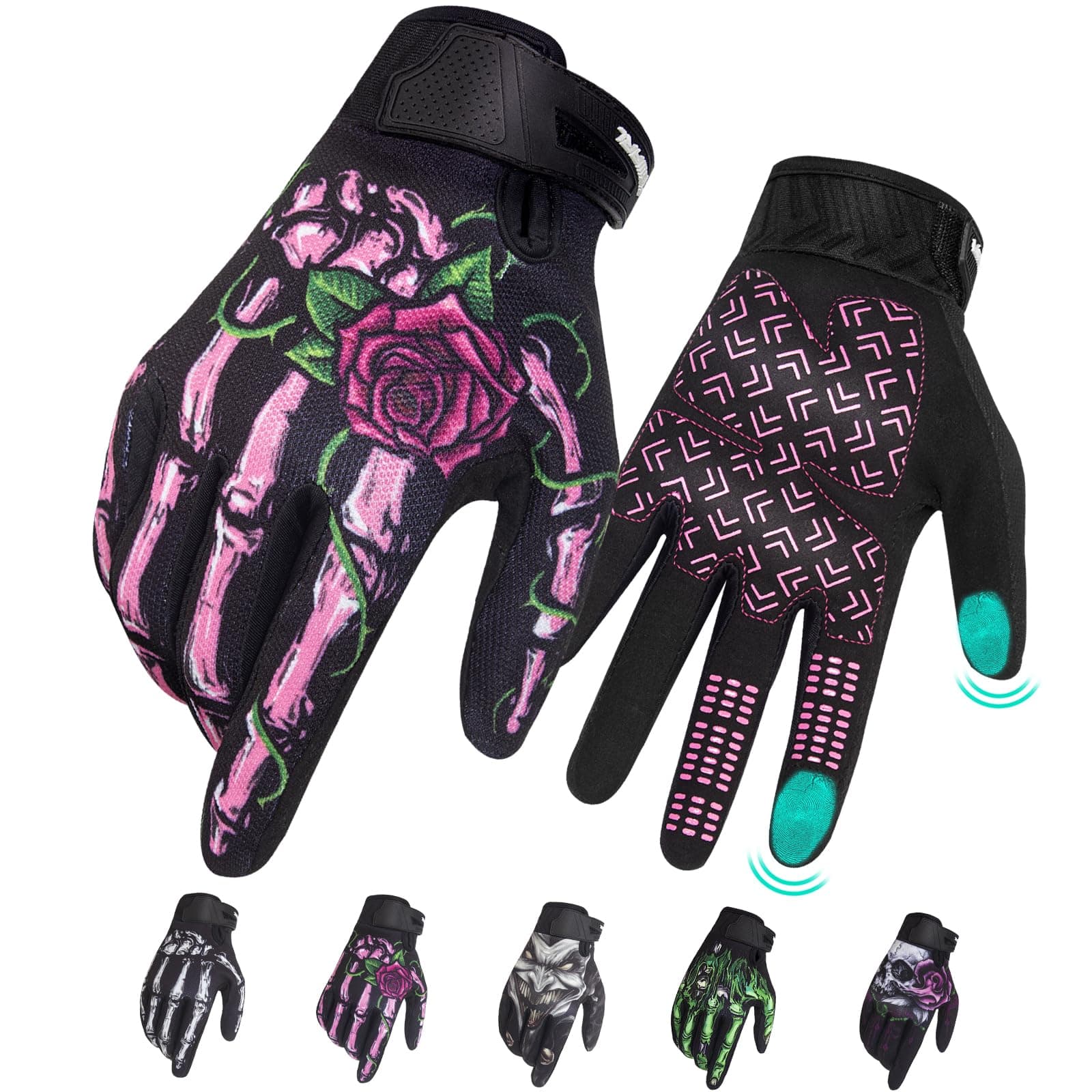 Cycling Gloves Skull Zombie Bone Design Cycling Climbing Motorcycles Cycling Gardening Gloves Men & Women Medium