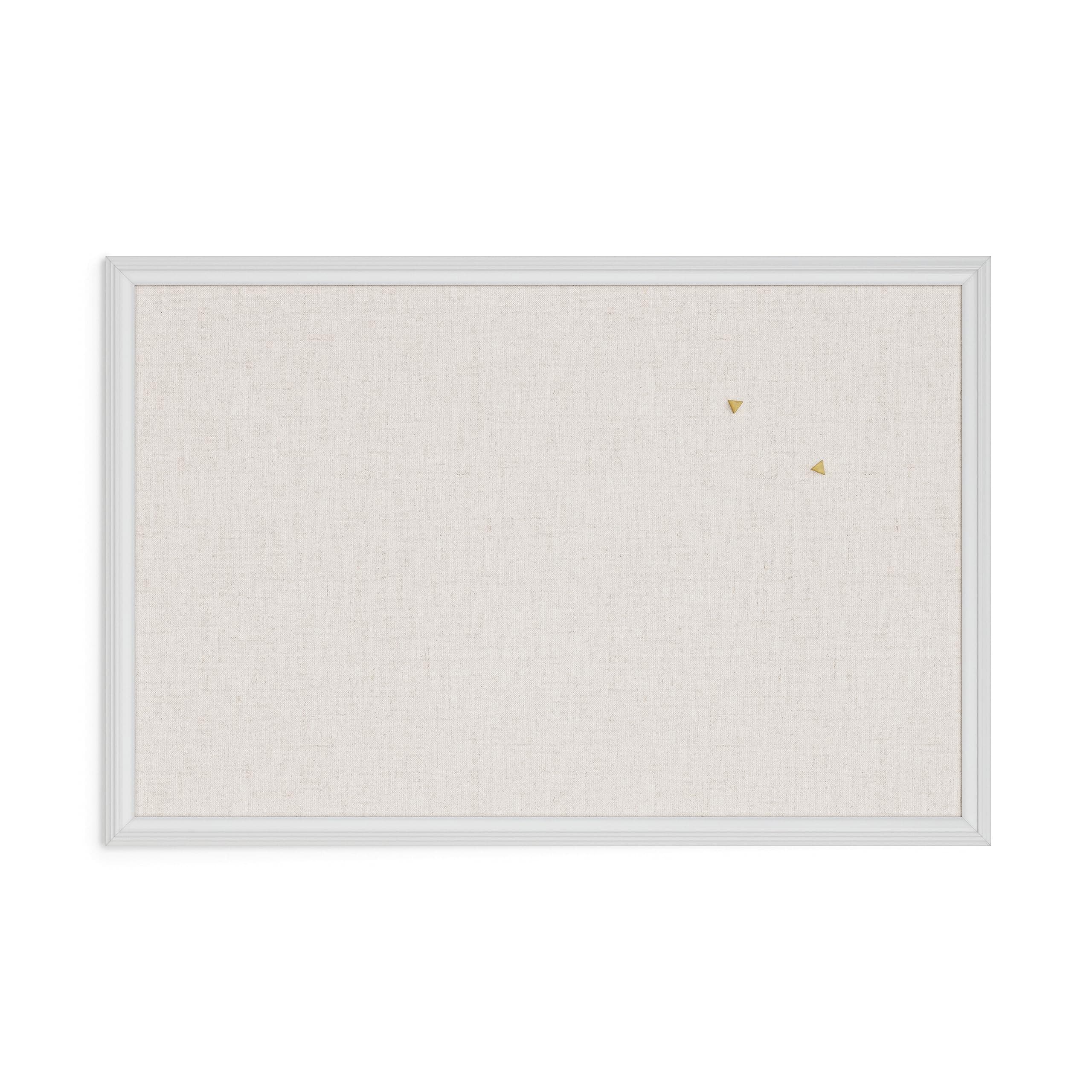 U Brands Farmhouse Bulletin Board, Linen Covered Corkboard with White Wood Frame, 30" x 20" (6711U00-01)