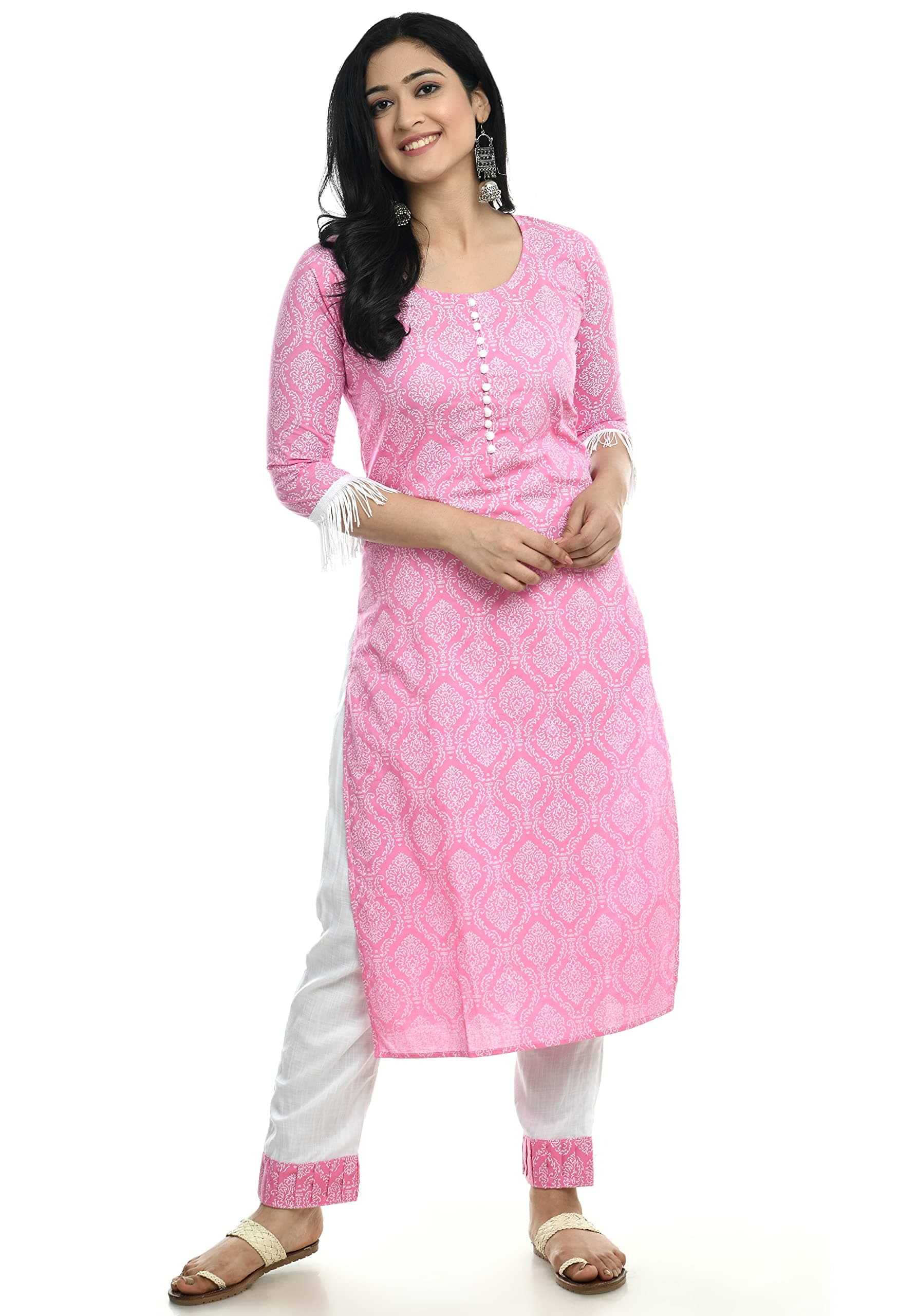 AnjuShree Choice Women's Cotton Straight Kurti with Pant