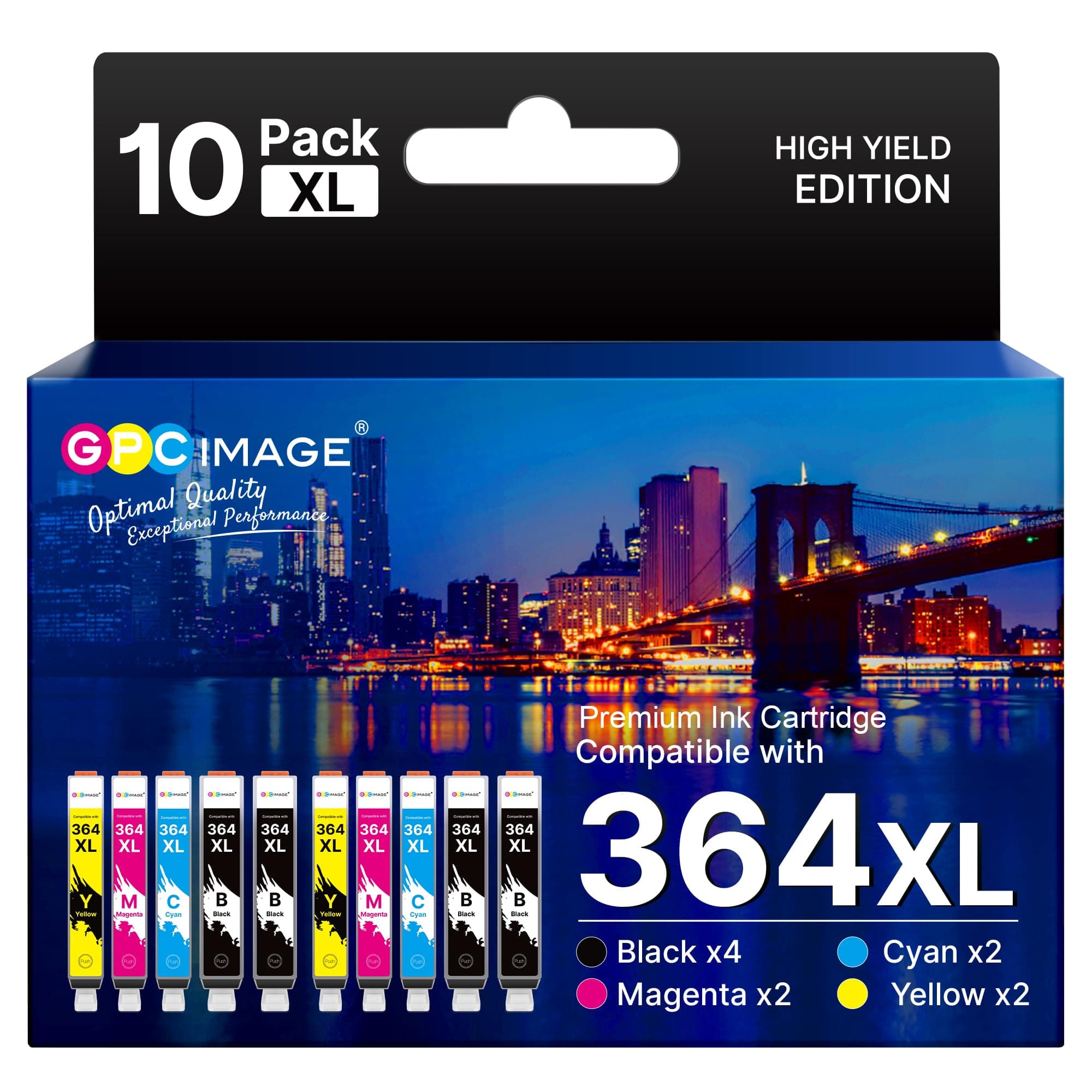 10-Pack 364XL Ink Cartridges Compatible for HP 364 Ink Cartridges Multipack for HP PhotoSmart 5510 5520 5522 5524 6510 6520 7510 7520 DeskJet 3070 3520 OfficeJet 4610 4620 (4BK/2C/2M/2Y)