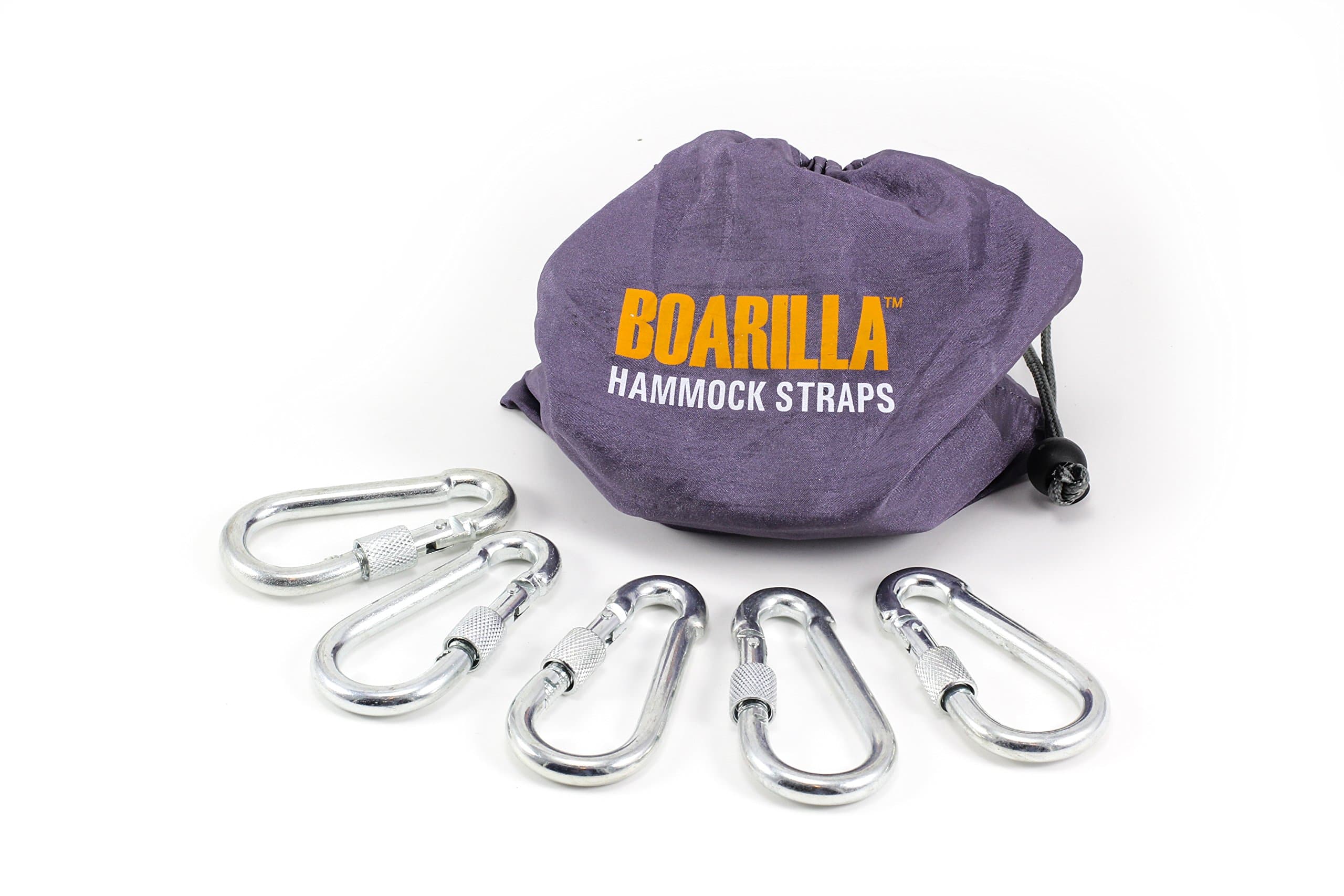 5 Count Chrome Steel Carabiner Keychain D-Ring Locking Twist Hook Lock Key Chain for Camping Hiking Fishing Traveling Outdoor EDC Gear | Not for Climbing | Bonus Carrying Bag