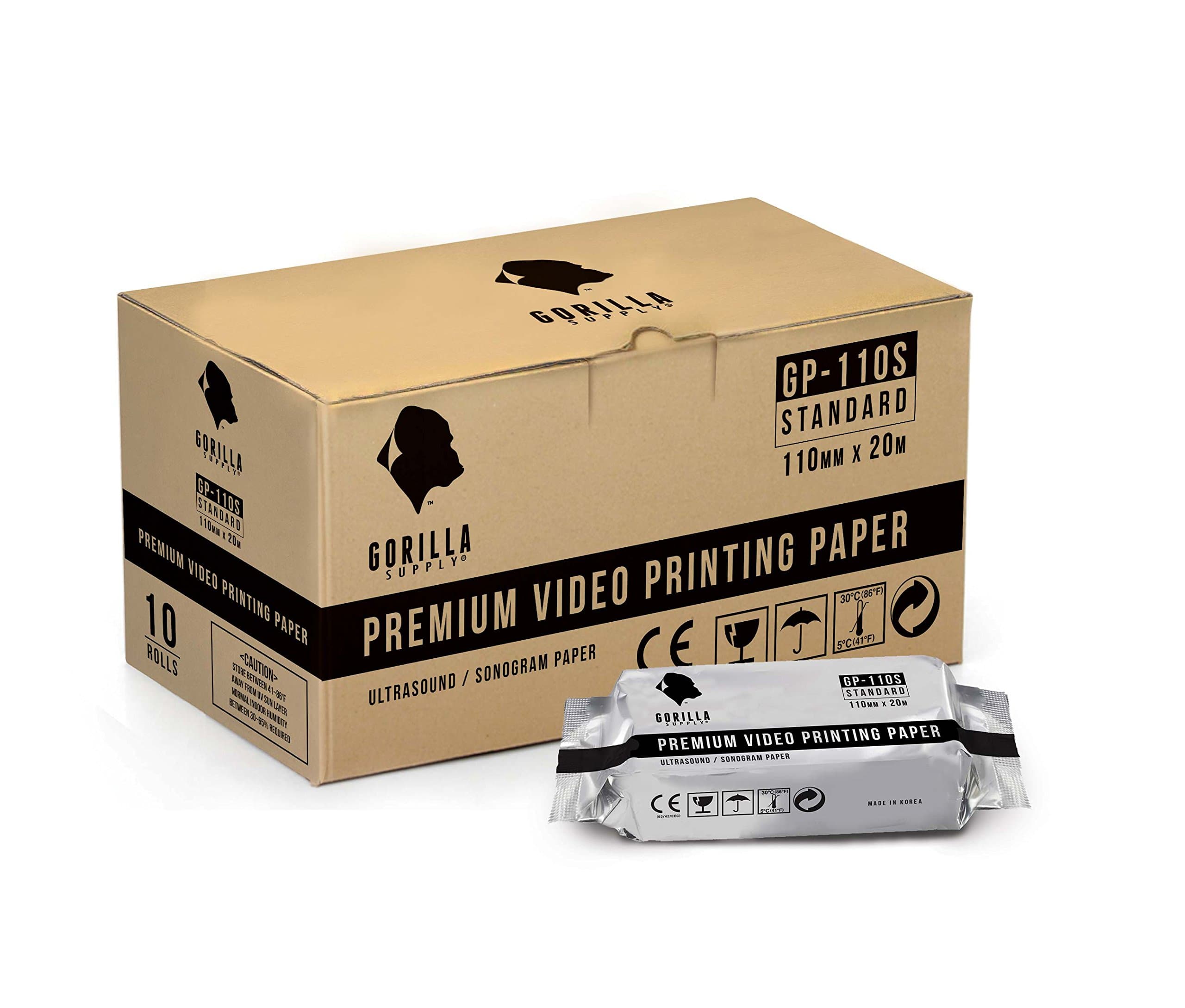 Gorilla Supply 10 Rolls Ultrasound Video Printer Paper Replacement for Sony UPP-110S Mitsubishi KP61S-CE (Standard)