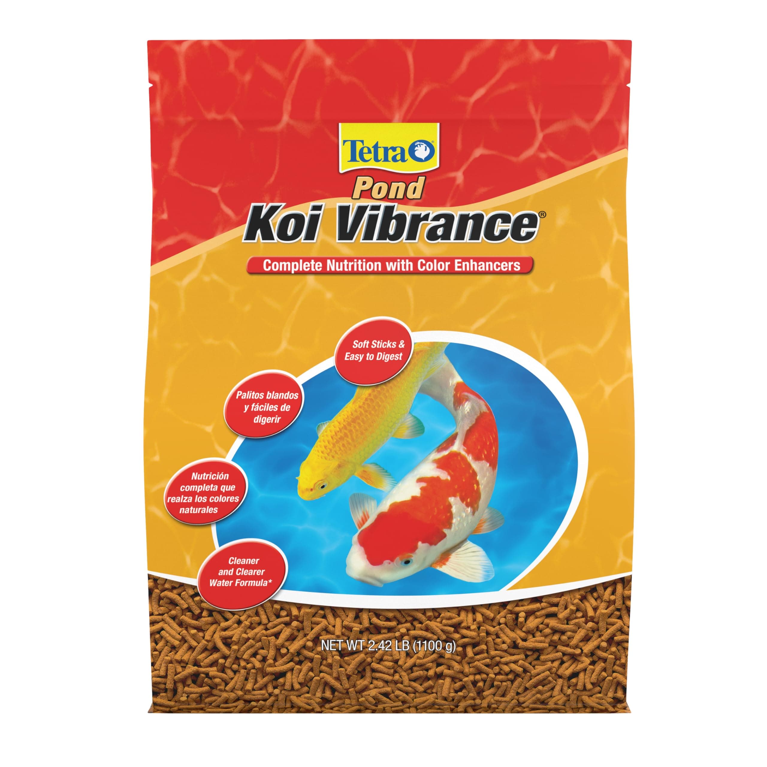 TetraPond Koi Vibrance Soft Sticks, Floating Pond Fish Food for Koi Fish and Ornamental Goldfish, 2.42 Pounds