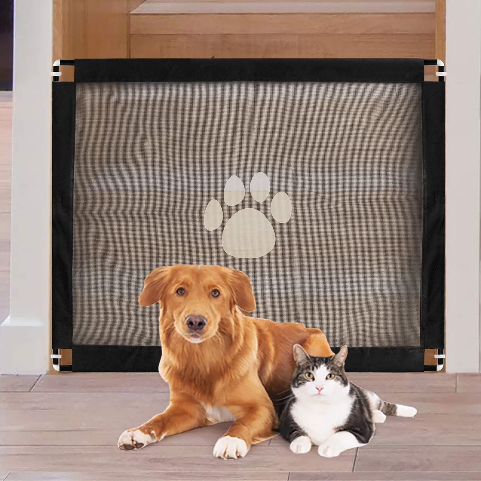 NAMSAN Mesh Pet Gate 39.3" x 31.5" Safety Dog Cat Magic Gate Portable Doggy Screen Barriers for Stairs, Doorways, Hallways