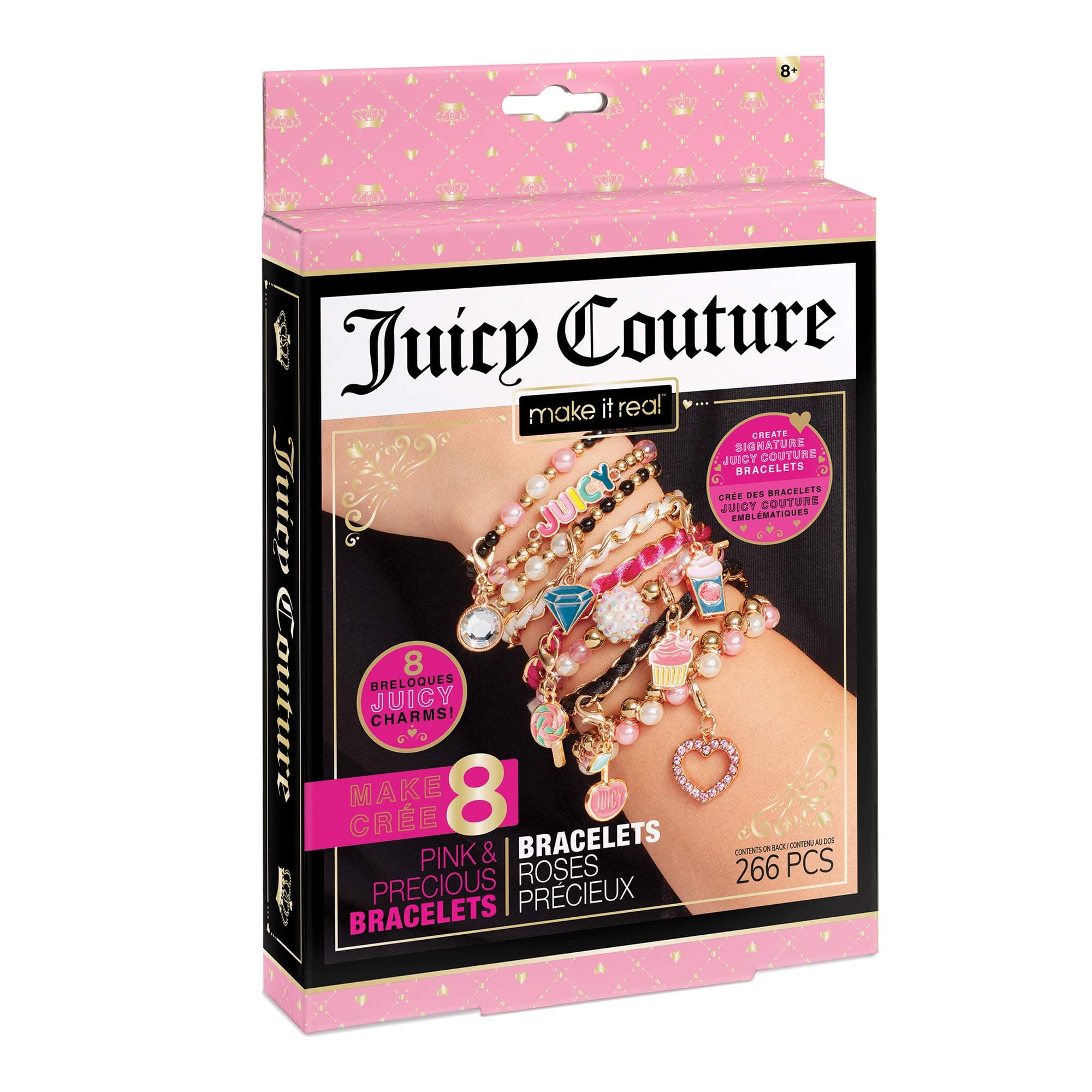 Juicy Couture Pink and Precious Bracelets - DIY Charm Bracelet Making Kit - Friendship Bracelet Kit with Charms, Beads & Cords - Arts & Crafts Bead Kit for Girls - Makes 8 Bracelets