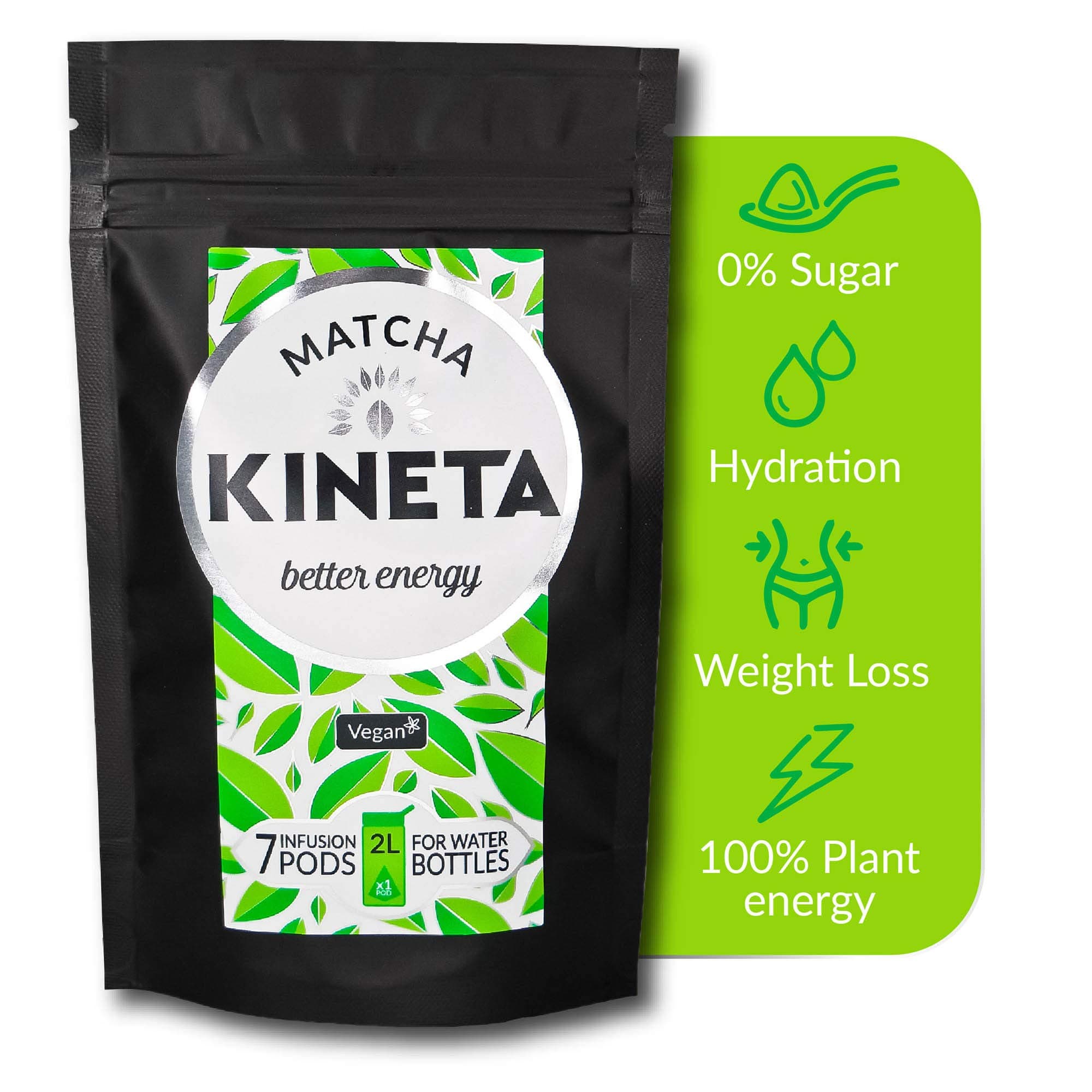Cold Brew Matcha Green Tea Infusion PODs | for Water Bottles | Easy | Weight Loss | Hydration | Energy | 0% Sugar | Vegan | 100% Bio-degradable