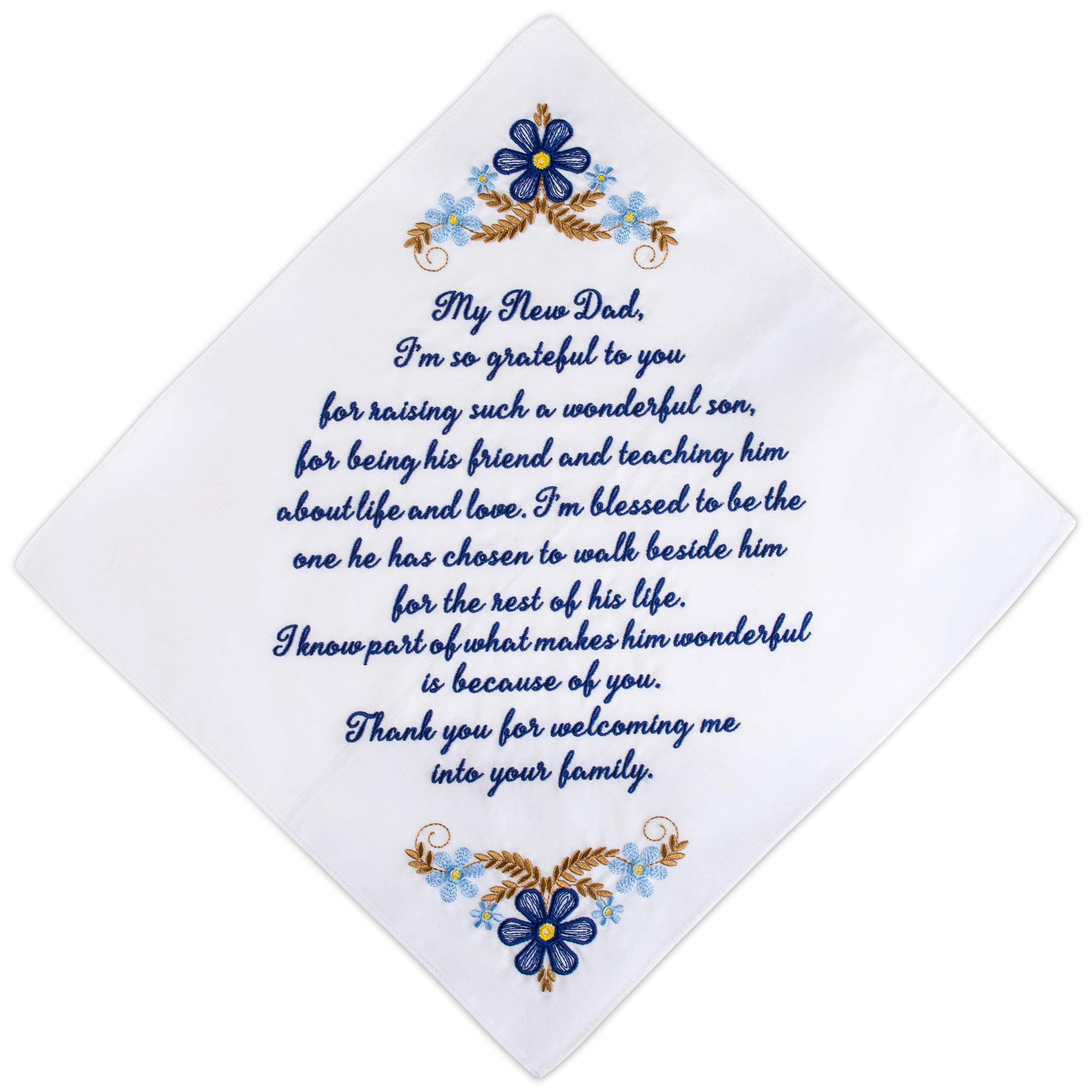 W&F GIFT Embroidered Wedding Handkerchief - Mom, Dad, New Mom, New Dad & Grandma