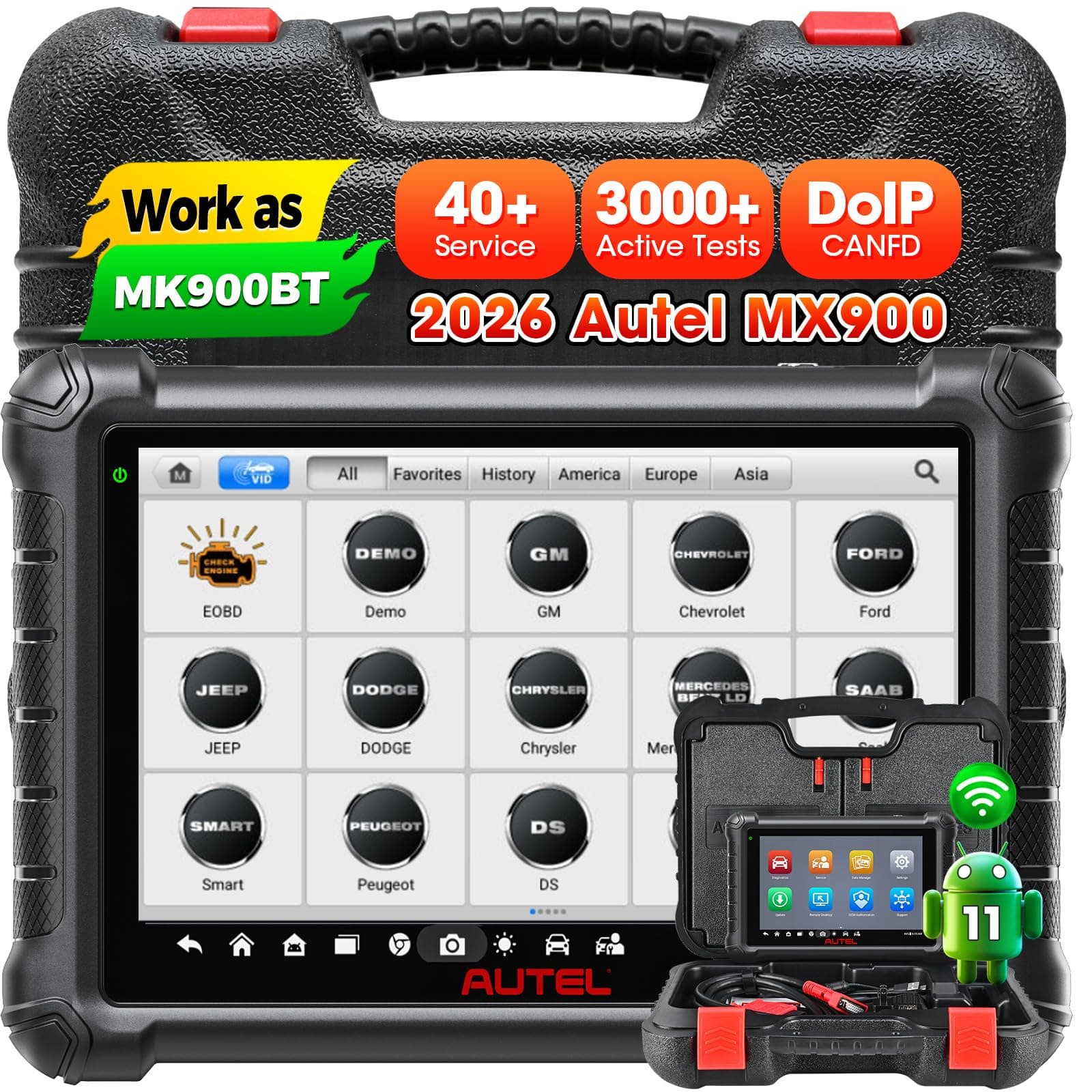 Autel MaxiCheck MX900 Bidirectional Scanner: 2026 OBDII Scan Tool as MK900 MK900BT MK900-BT, 8in Up of MaxiCOM MK808S MX808S MK808BT PRO, CAN FD DoIP, 3K+ Active Tests, 40+ Services, All Systems, FCA