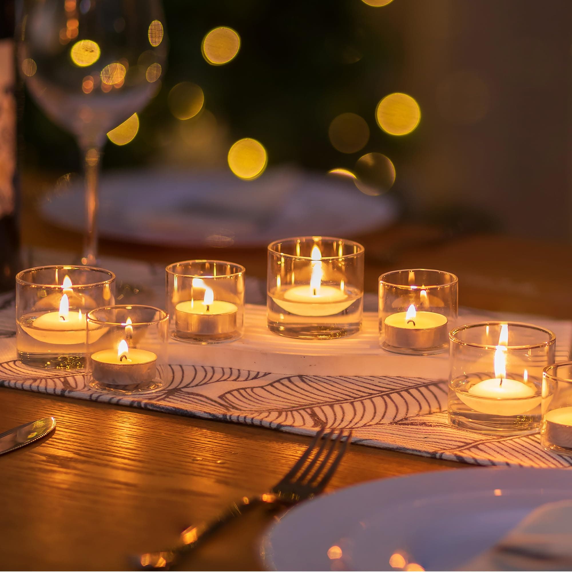 NUPTIO Clear Glass Votive Candle Holders, Set of 12 Mini Tealight Holder, Candle Tea Light Holders, 4.6cm W x 4cm H, Christmas Candle Holder Decorations, Votive Holders for Wedding Party Halloween