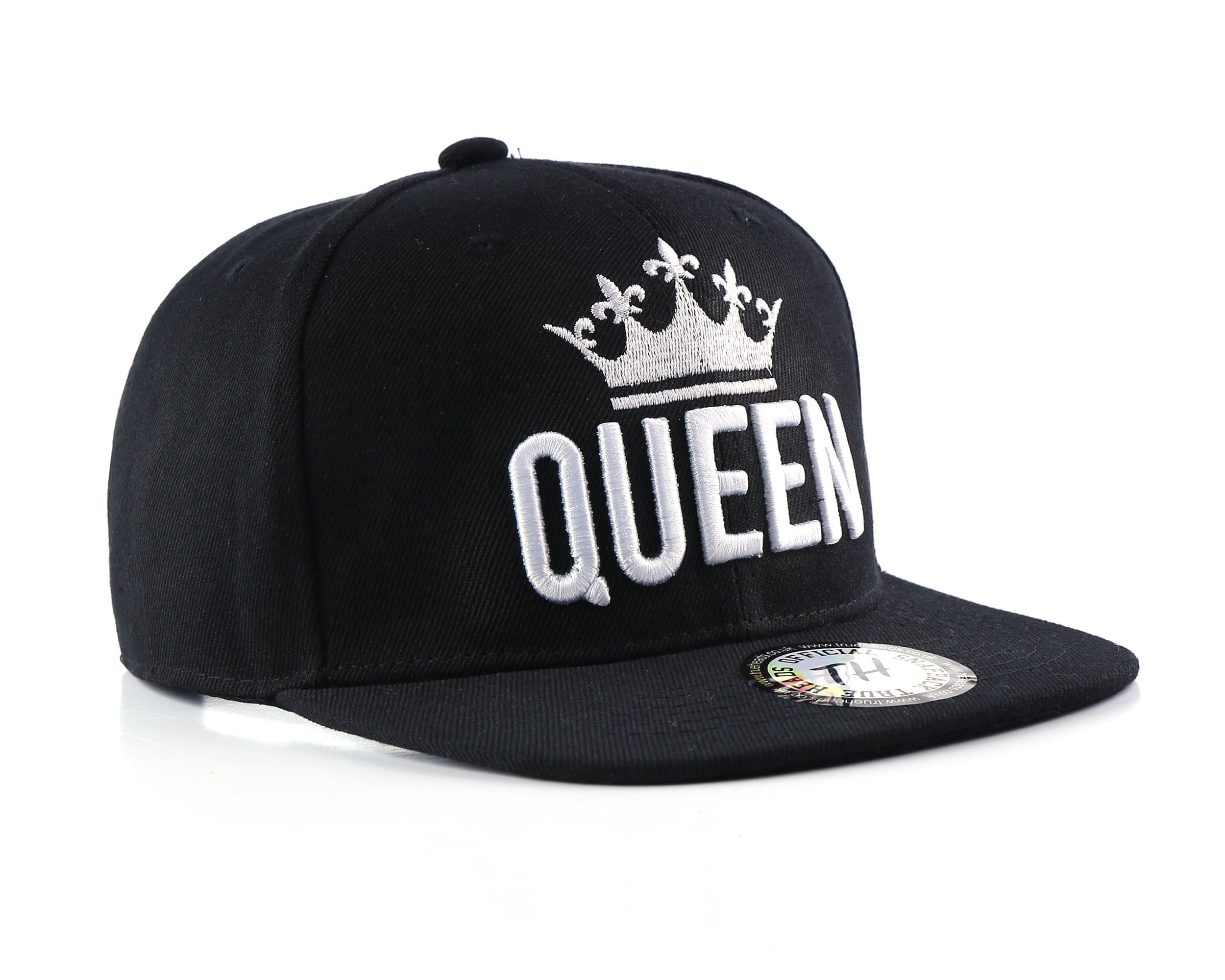 Queen Snapback Black Baseball Cap – Women’s Hip Hop Style Flat Peak Adjustable Hat, Urban Streetwear with Royal Crown Embroidery Design Gift for Ladies, Girls & Teens