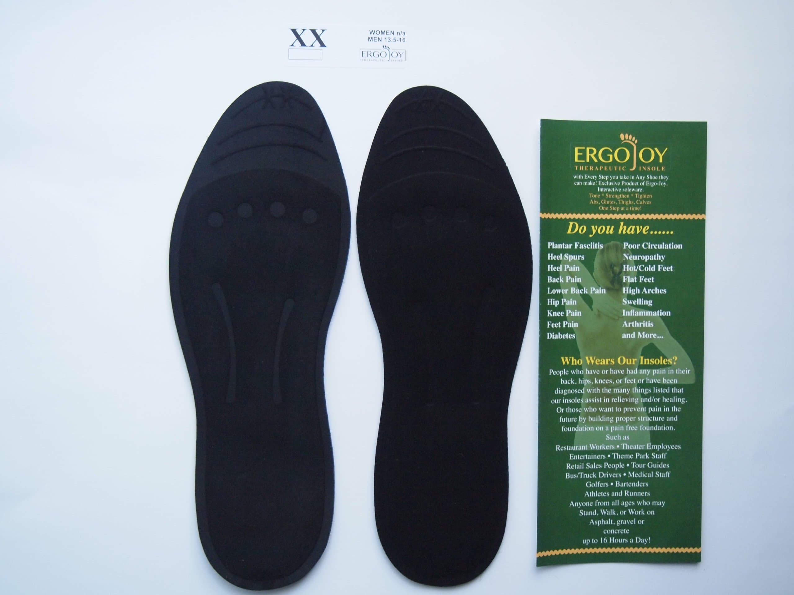Therapeutic Gel Insoles XX - Men's Shoe Size 13.5-16 +3 YEAR WARRANTY