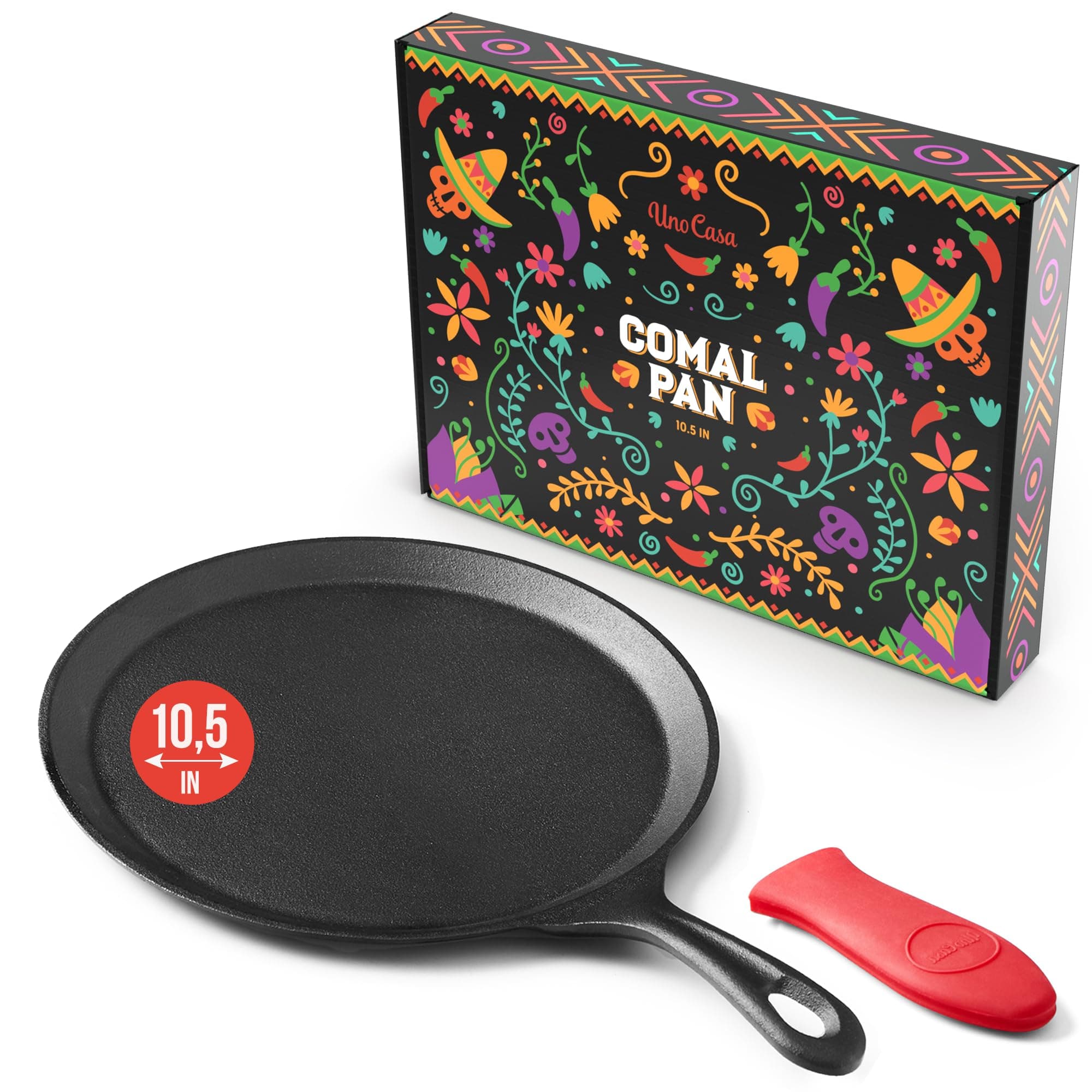 Uno Casa Cast Iron Comal Pan 8 Inch - Skillet for Roti/Comal Pan, Tawa/Dosa Pan Pataconera, Comales para Tortillas