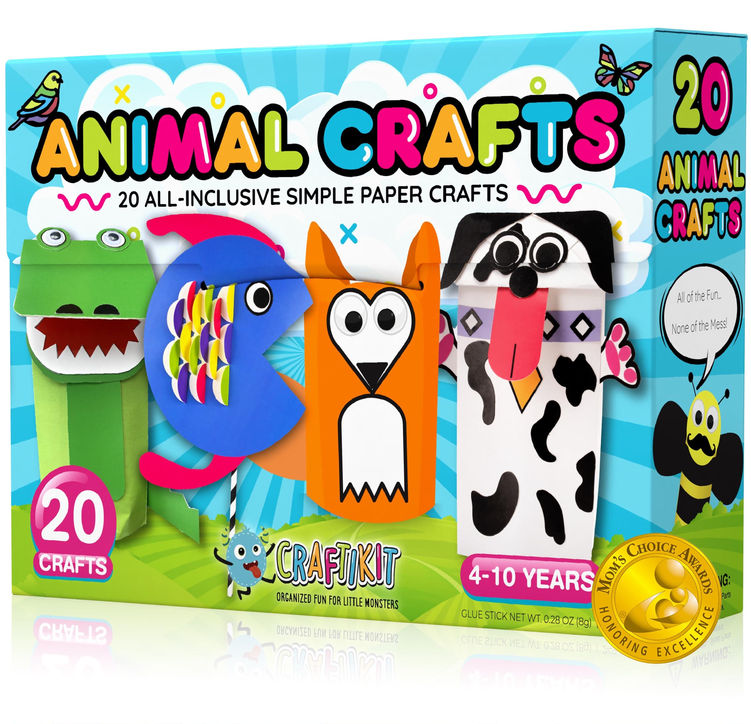 Craftikit® 20 Award-Winning Animal Toddler Arts and Crafts for Kids Ages 3-10 Years, All-Inclusive Animal Craft Kits, Fun Toddler Craft Box for Girls, Boys in Preschool