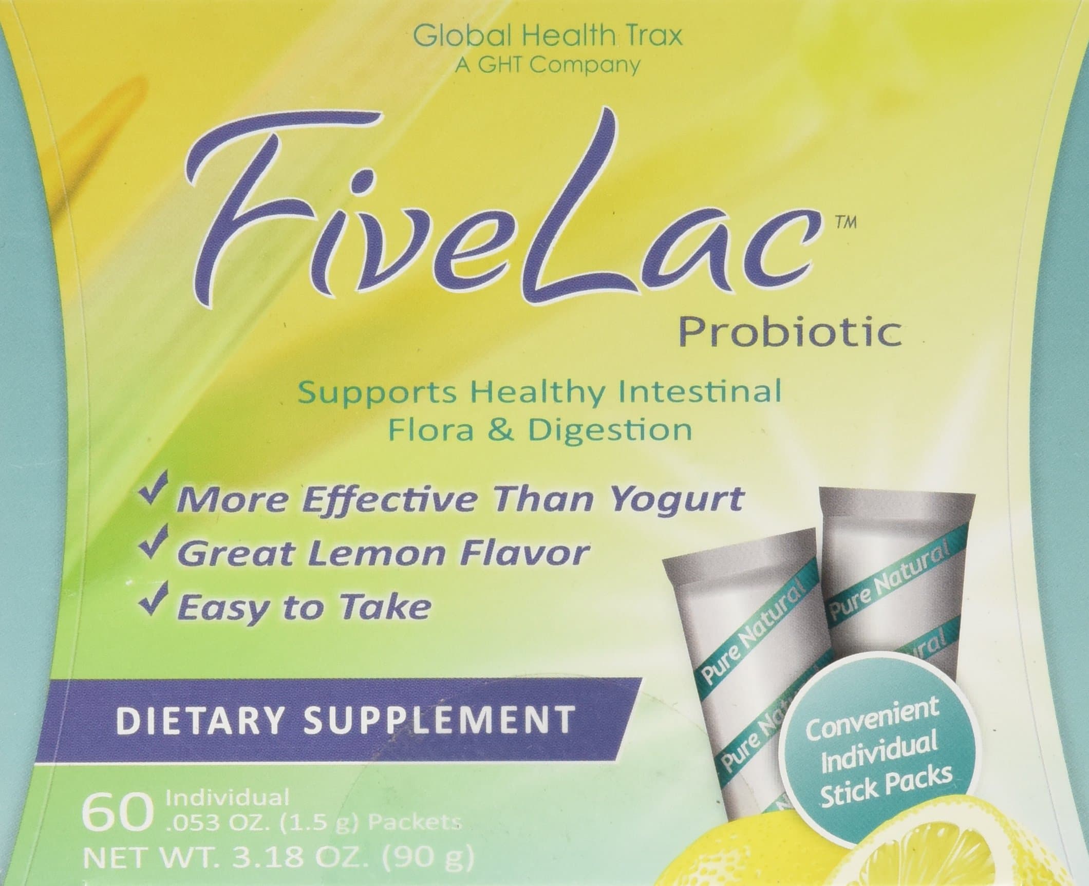 Global Health Trax GHT Inc. Fivelac .053 Ounce Packets Count 60 Multi