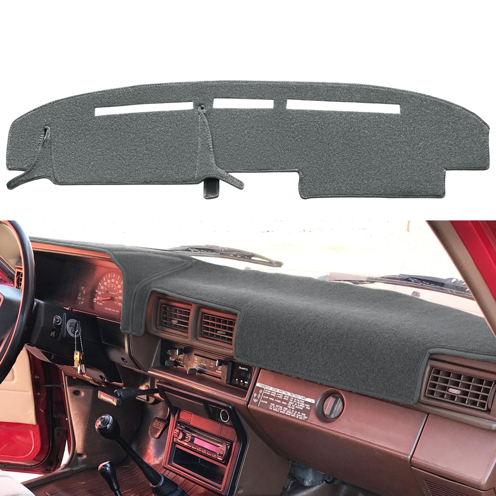 Dash Cover Mat Custom Fit 1984-1988 Toyota 4Runner Pickup Truck Dash Cover Pad Carpet Protector F95 (Dark Grey)