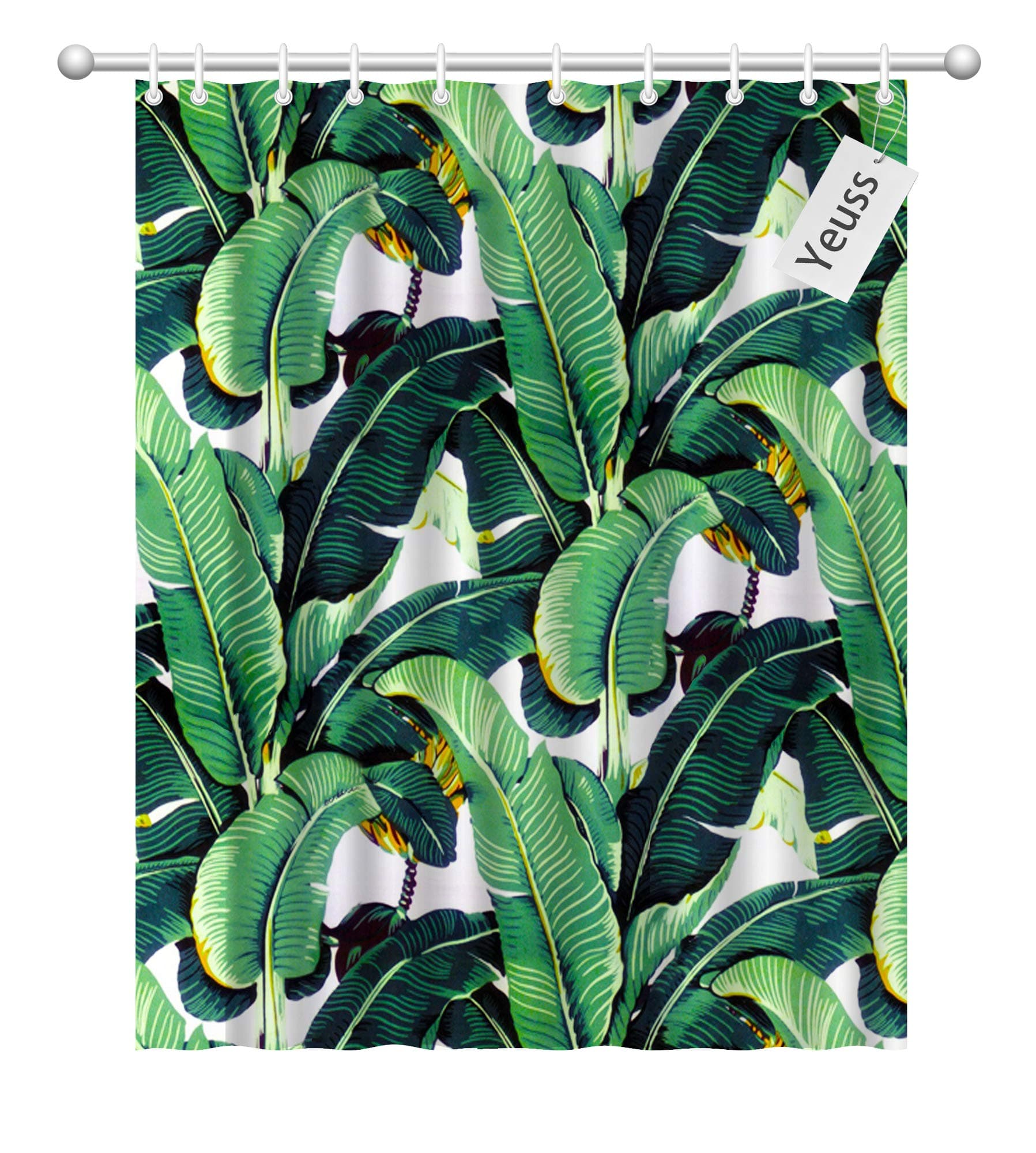 Banana Leaf Printed 150x180 cm Waterproof Polyester Fabric Shower Curtain