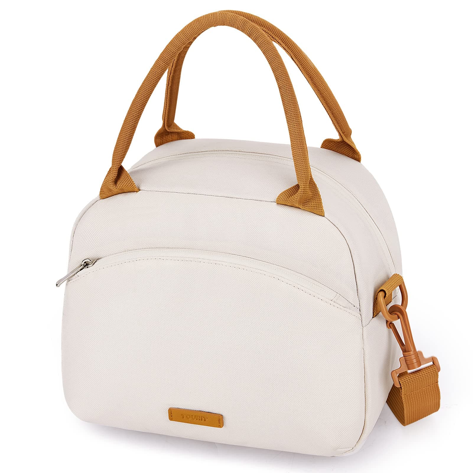 Womens Insulated Lunch Bag Thermal Reusable Tote for Work Picnic, Beige