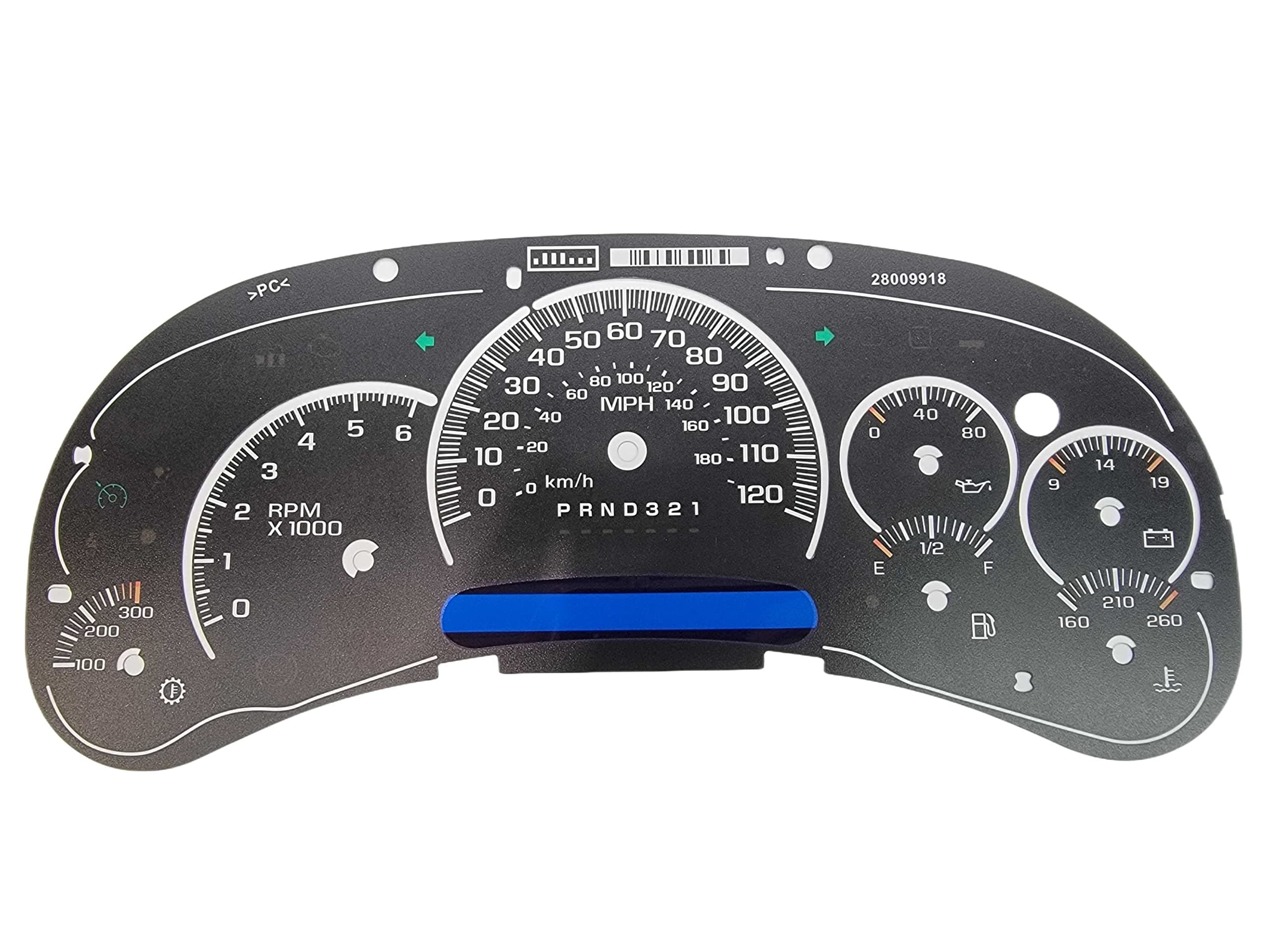 Tanin Auto Electronix Custom Black Gauge Face Overlay | Fits 2006-2007 GMC & Chevy Truck Instrument Cluster Speedometer | 7 Gauges | Overlay Only