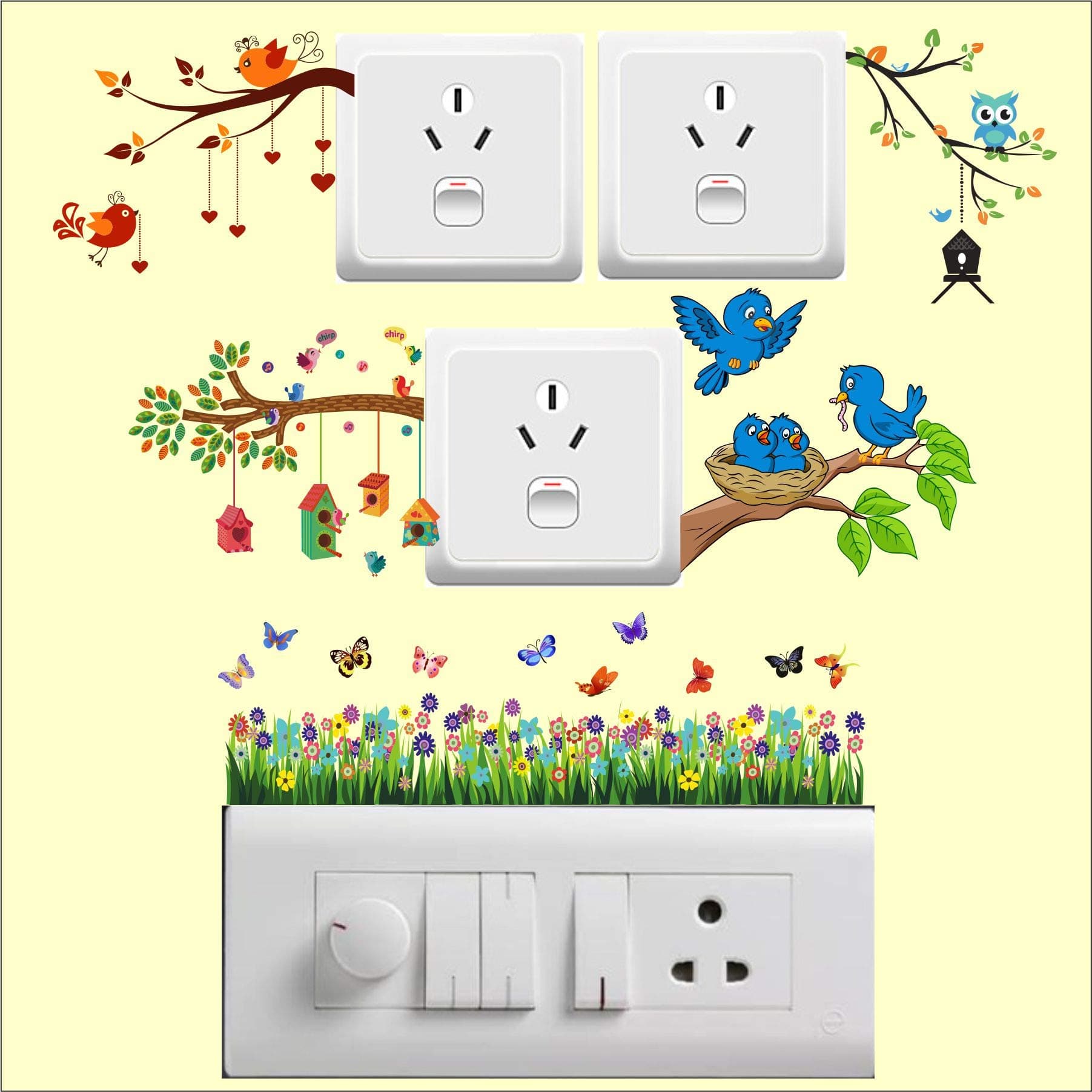 Switch Board, Wall Vinyl Sticker/Decal, (Multicolour, Size 9X10inch Sheet, Switch53)