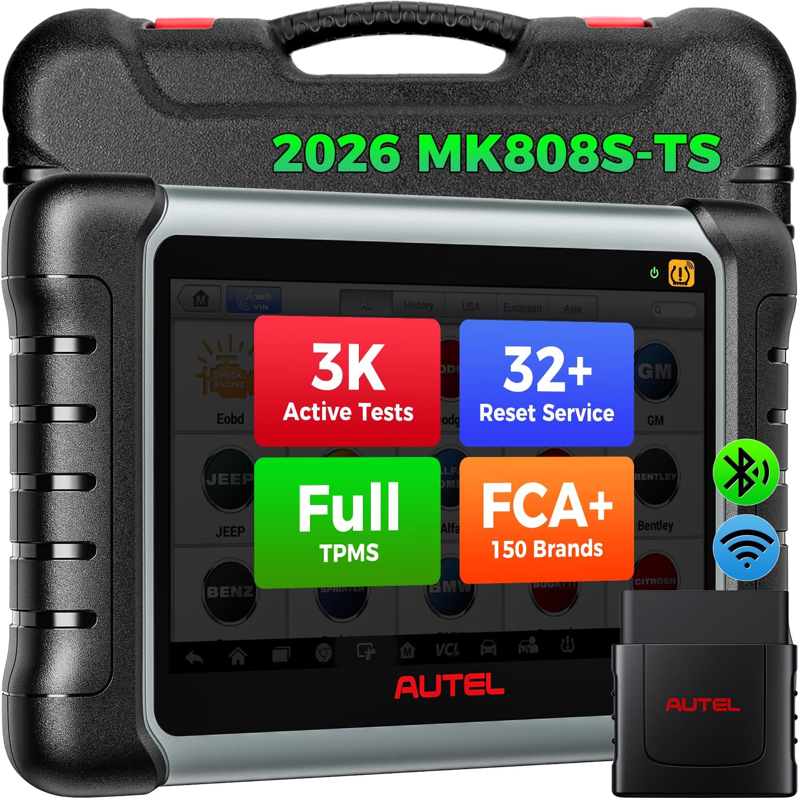 Maxicom Mk808Ts Tpms Scanner With Complete And Sensor Programming, Diagnosis For All Systems Combination Of Service Functions , Same As Mk808/Mx808/Mk808Bt+Ts608（Upgraded Ts601 Orts508)
