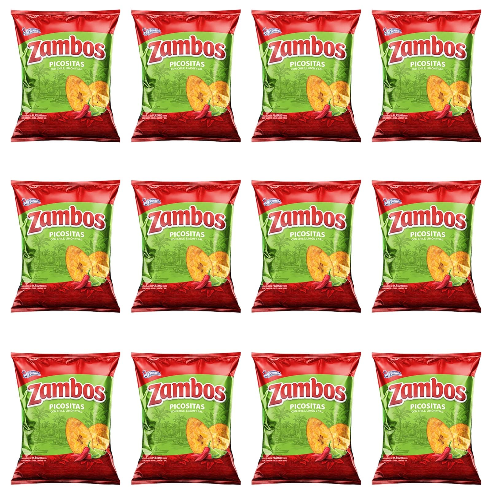 Zambos Plantain Chips: Spicy with Chili,Lime and Salt (Tajaditas de Plátano con Chile + Limón y Sal) Crunchy with spicy taste that many like | Salvajes del Trópico | 5.46 ounces (155grams) 12 pack